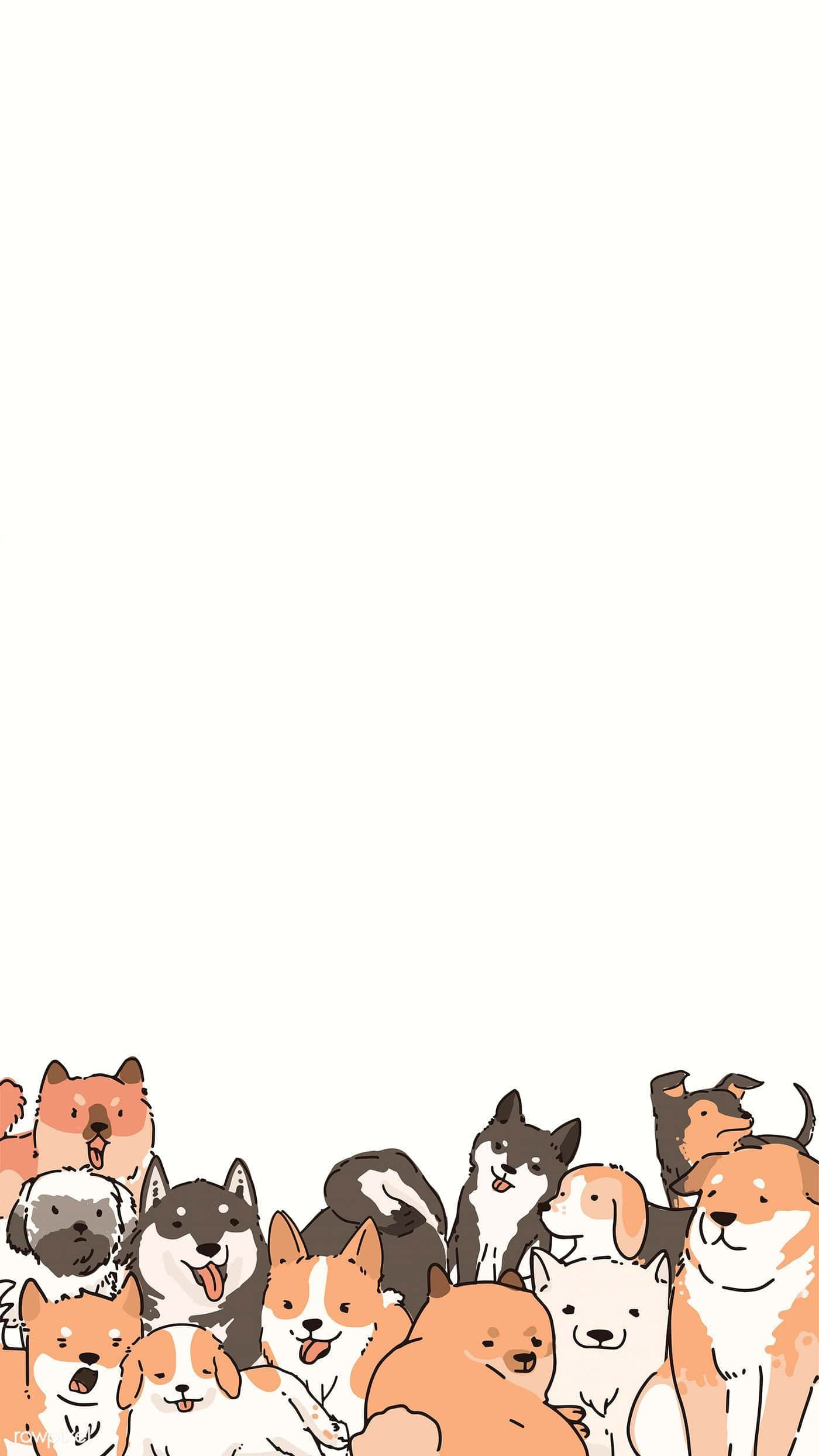 Aesthetic Dogs, cartoon, diverse dog breeds, Full HD Phone Wallpaper