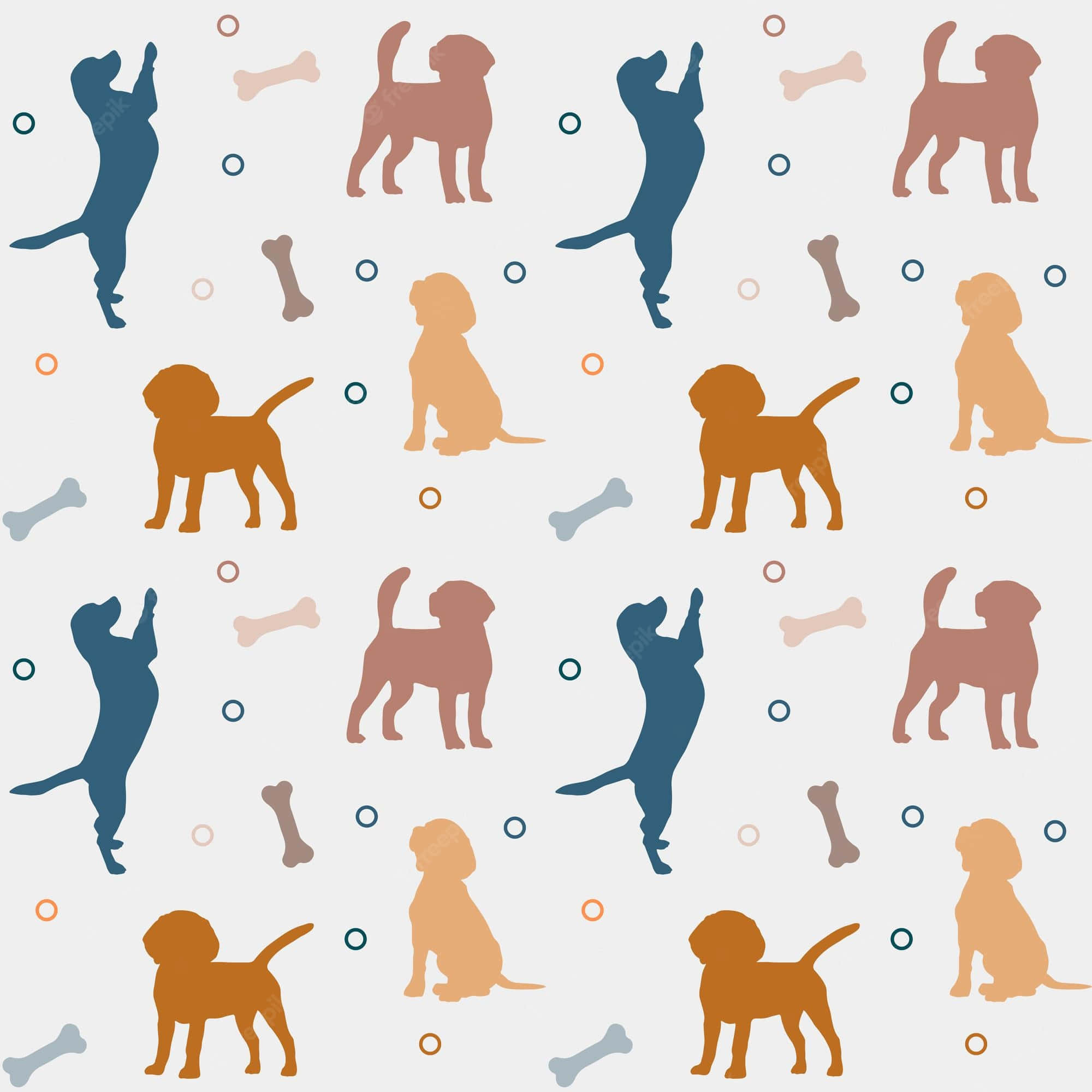 aesthetic dogs, stylized dog silhouettes, playful poses, Full HD Desktop Wallpaper