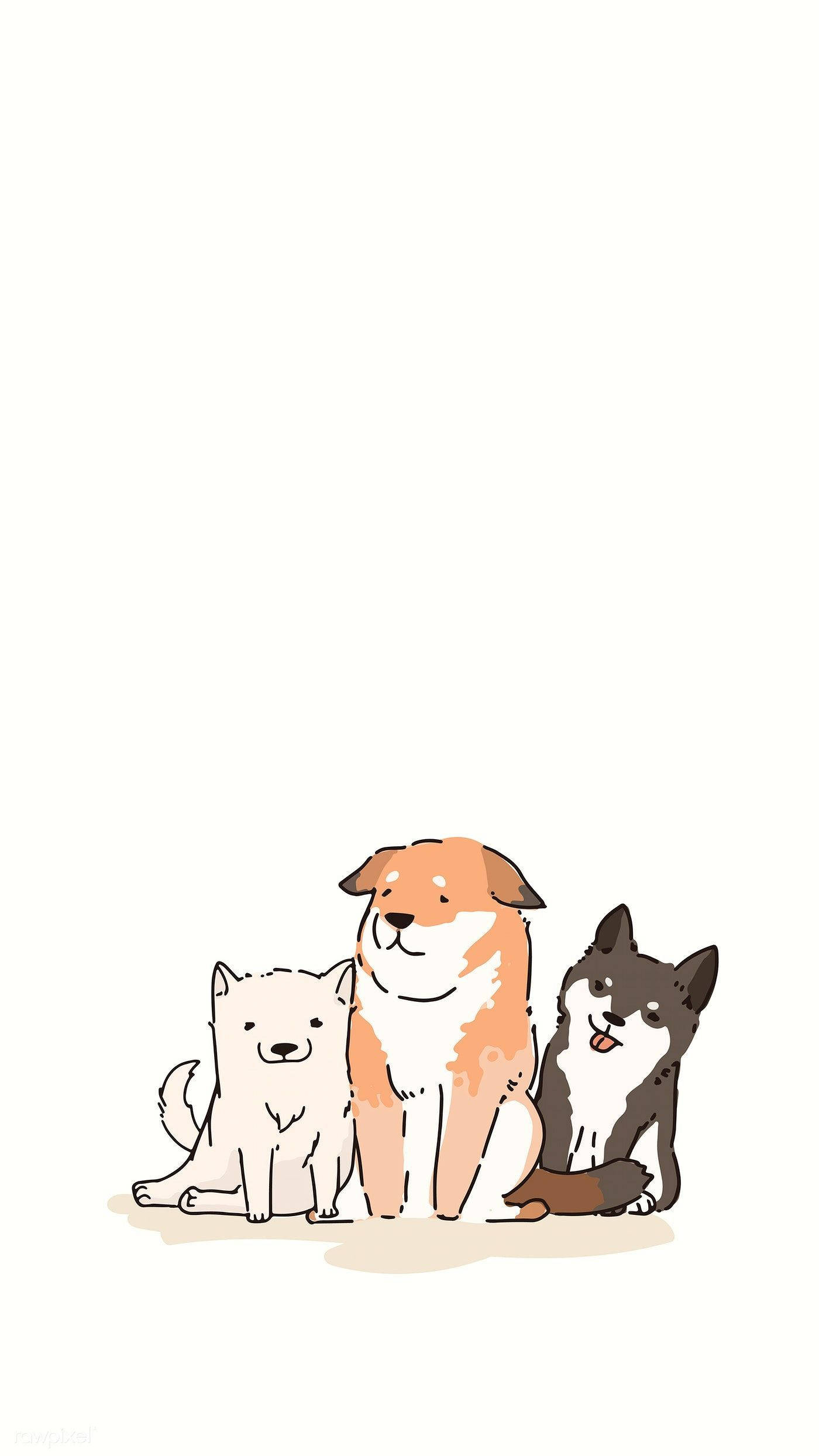 cute dogs, aesthetic drawing, simple line art, Full HD Phone Wallpaper