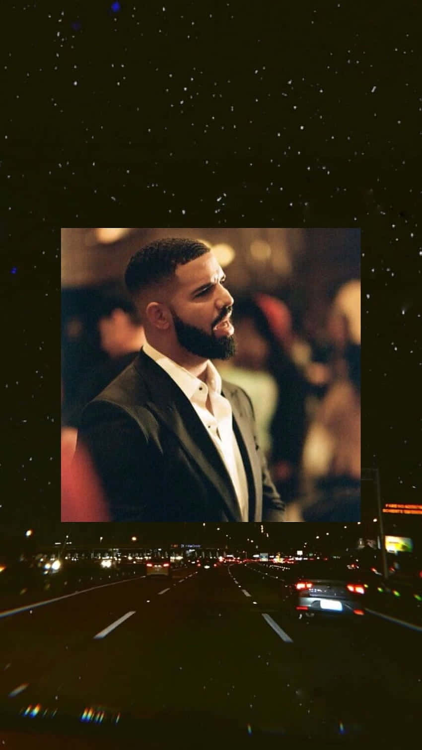 Aesthetic Drake, starry night, blurred highway, HD Phone Wallpaper
