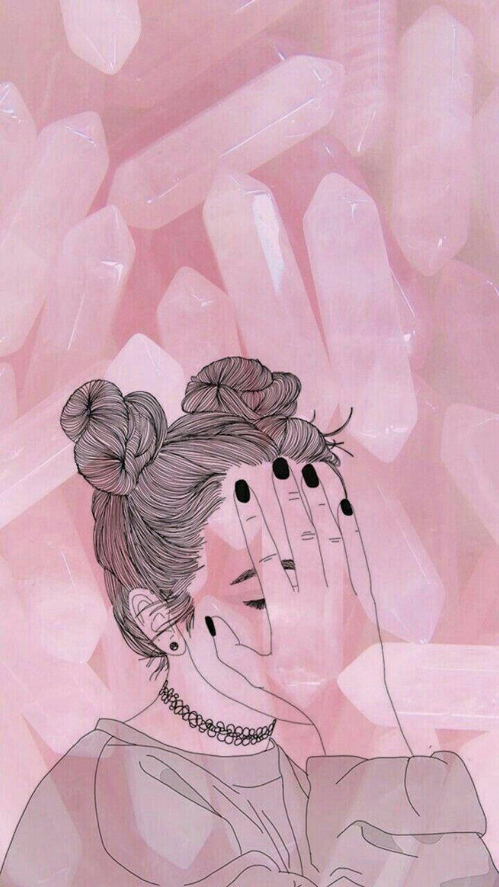 girl, twin buns, black nail polish, HD Phone Wallpaper