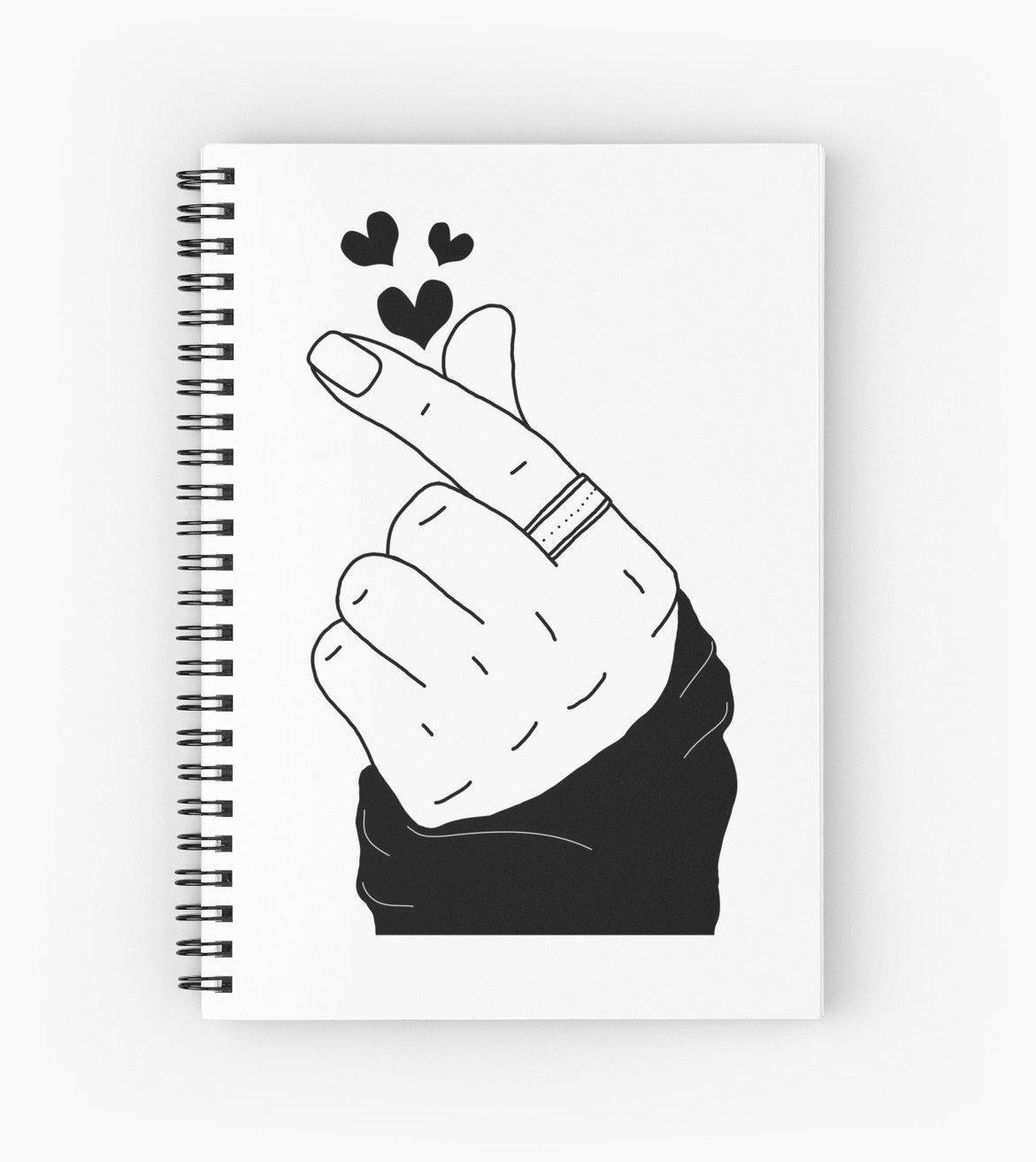 black and white illustrated hand, heart gesture, three floating hearts, HD Phone Wallpaper