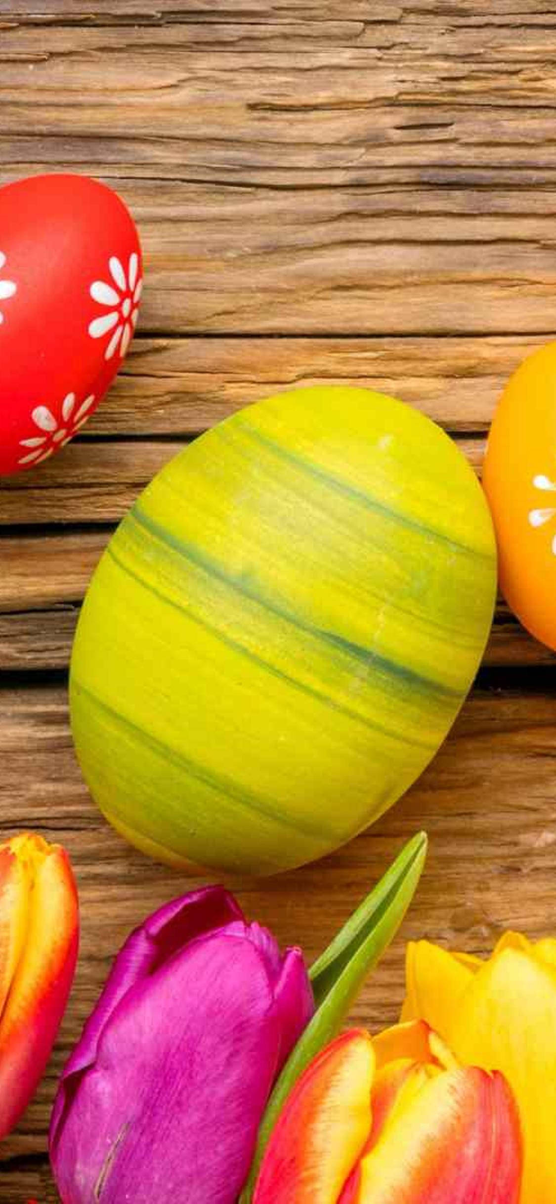 Aesthetic Easter, Easter eggs, tulips, Full HD Phone Wallpaper