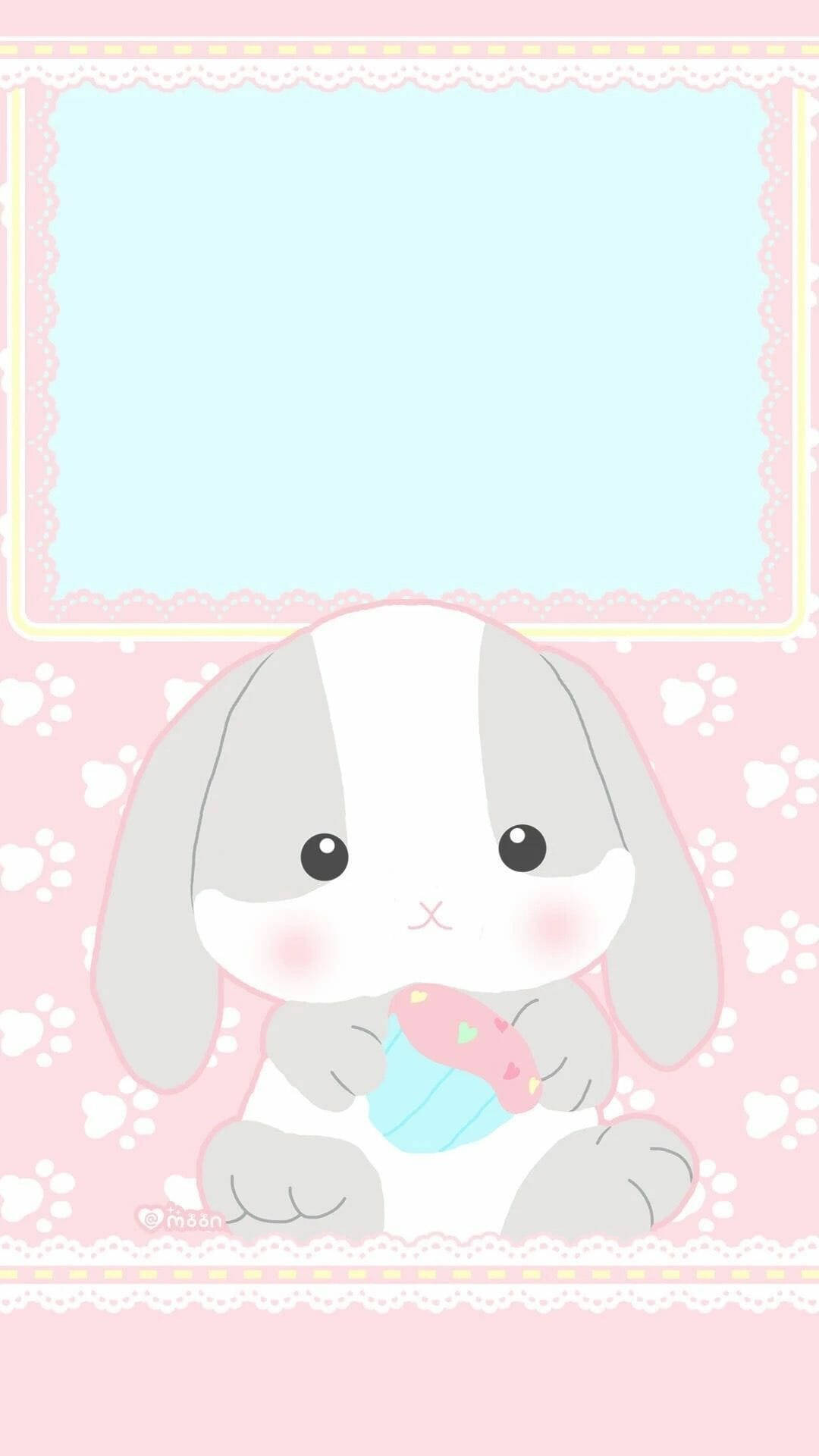 Aesthetic Easter, gray and white bunny, rosy cheeks, Full HD Phone Wallpaper