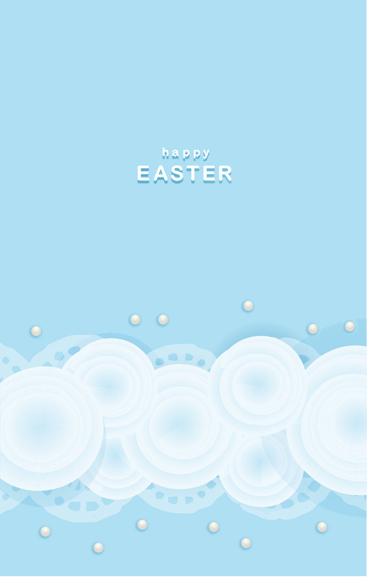 pastel blue, white paper flowers, scattered pearls, Full HD Phone Wallpaper