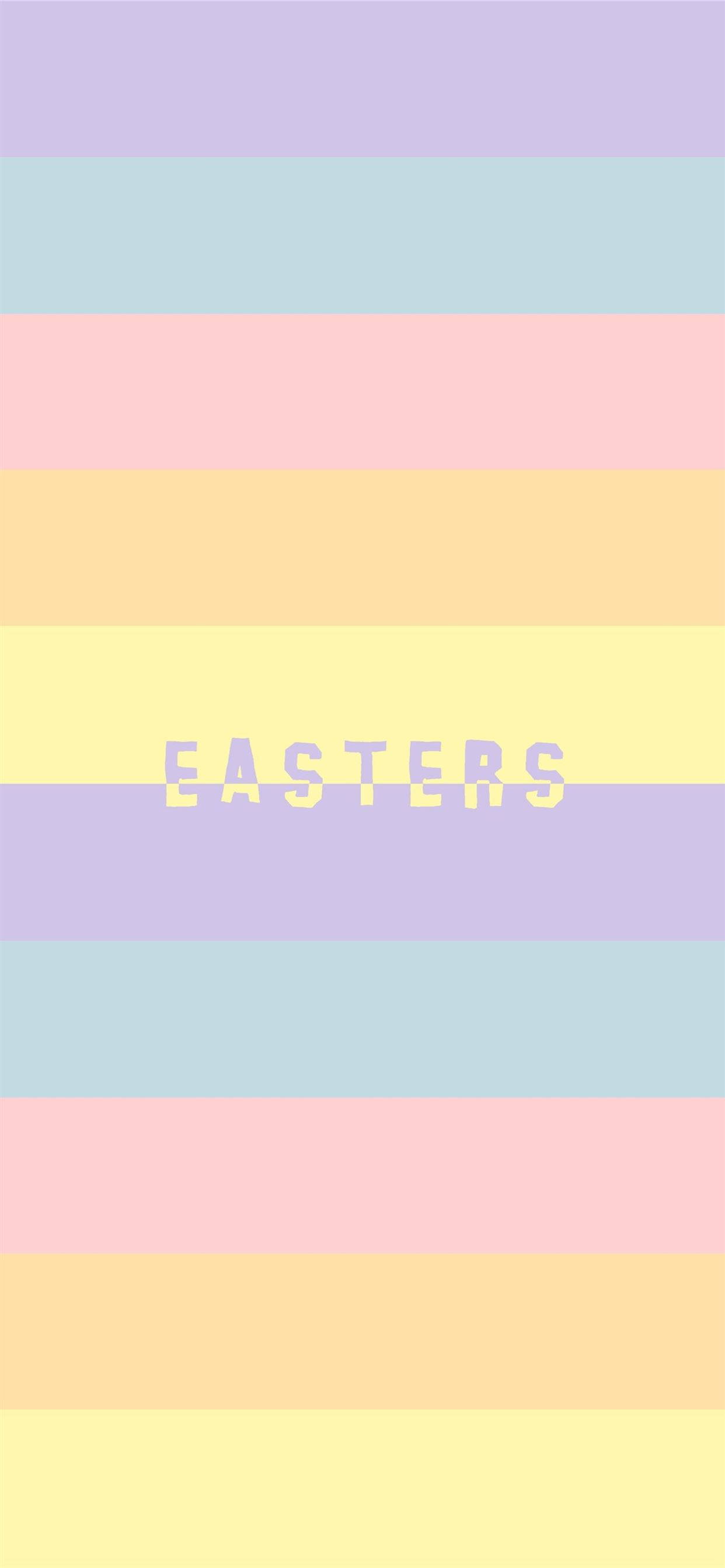 Aesthetic Easter, pastel rainbow stripes, soft yellow letters, 2K Phone Wallpaper