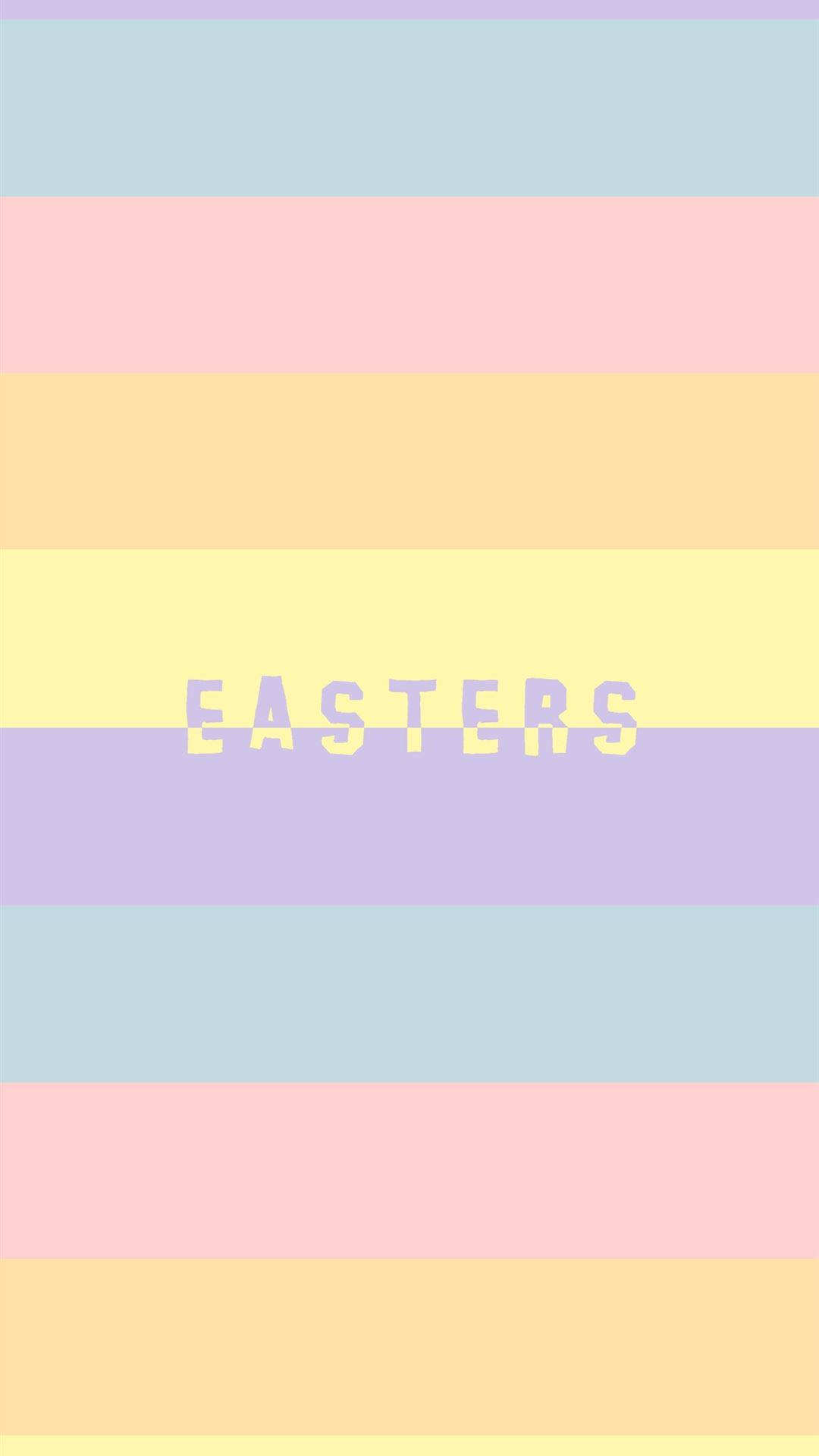 EASTER, pastel rainbow stripes, soft yellow letters, Full HD Phone Wallpaper