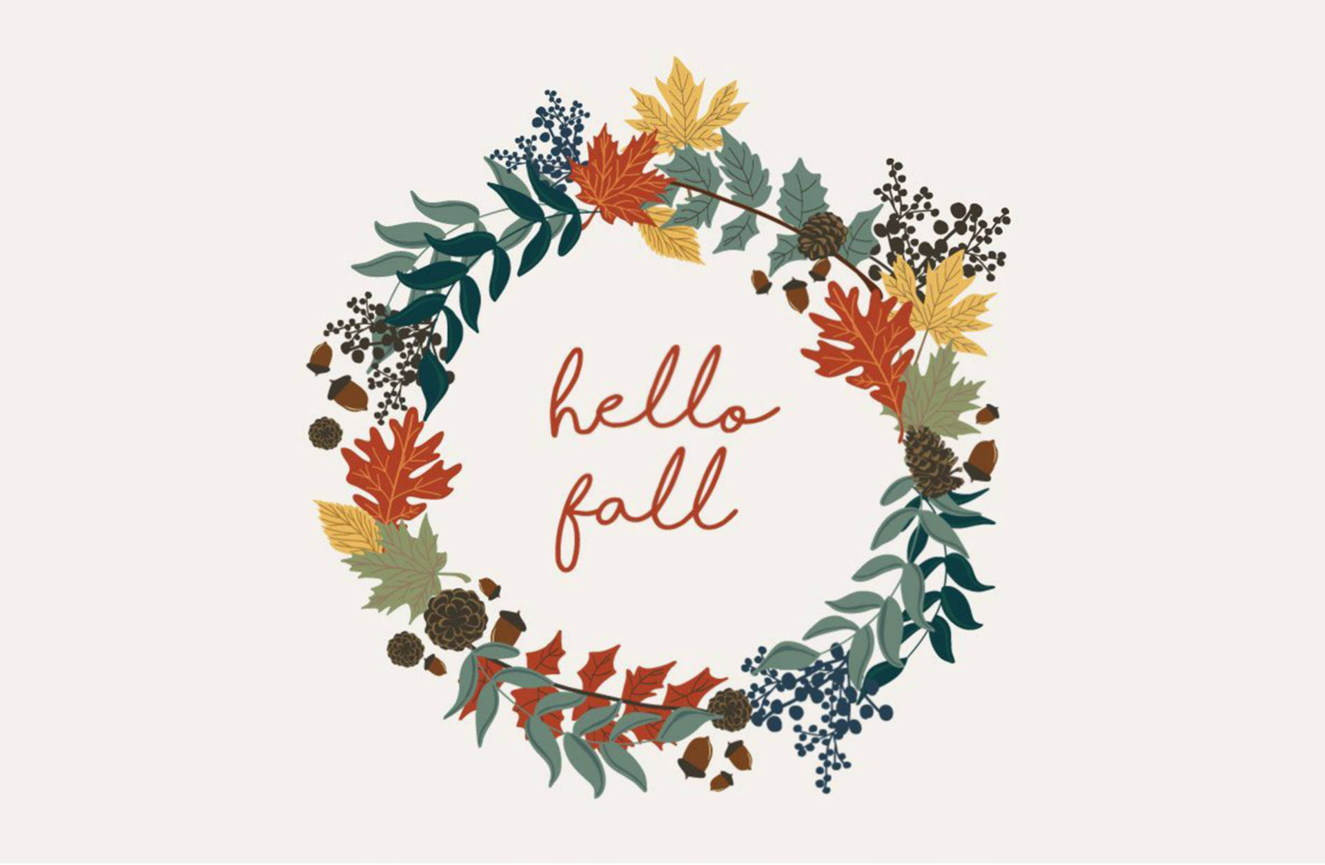 Aesthetic Fall, hello fall, red yellow and green leaves, Full HD Desktop Wallpaper