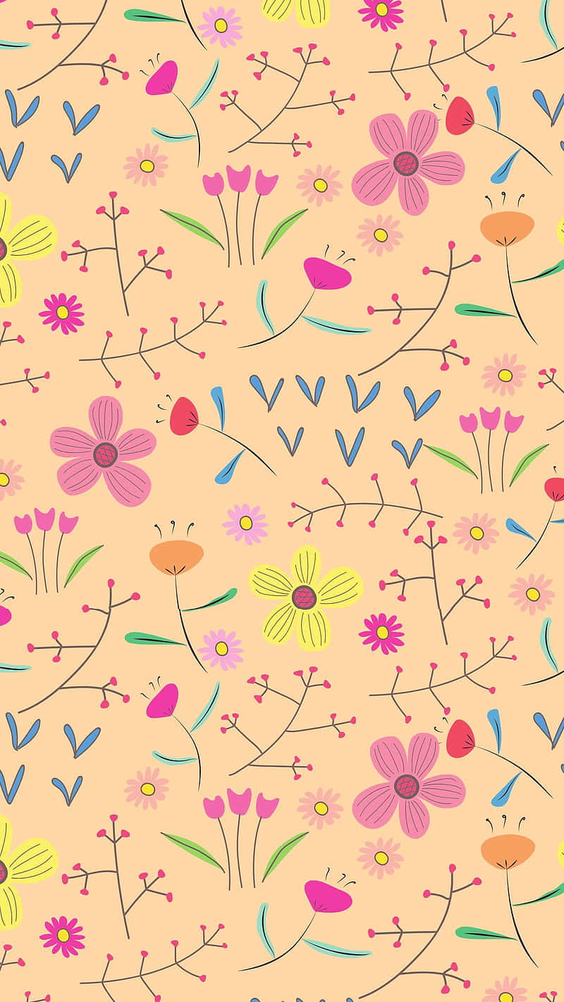 aesthetic floral, pink, yellow, HD Phone Wallpaper