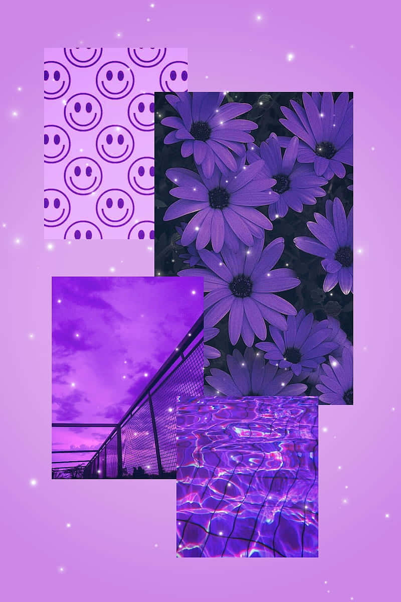aesthetic floral, dreamy purple, smiley faces, SD Phone Wallpaper
