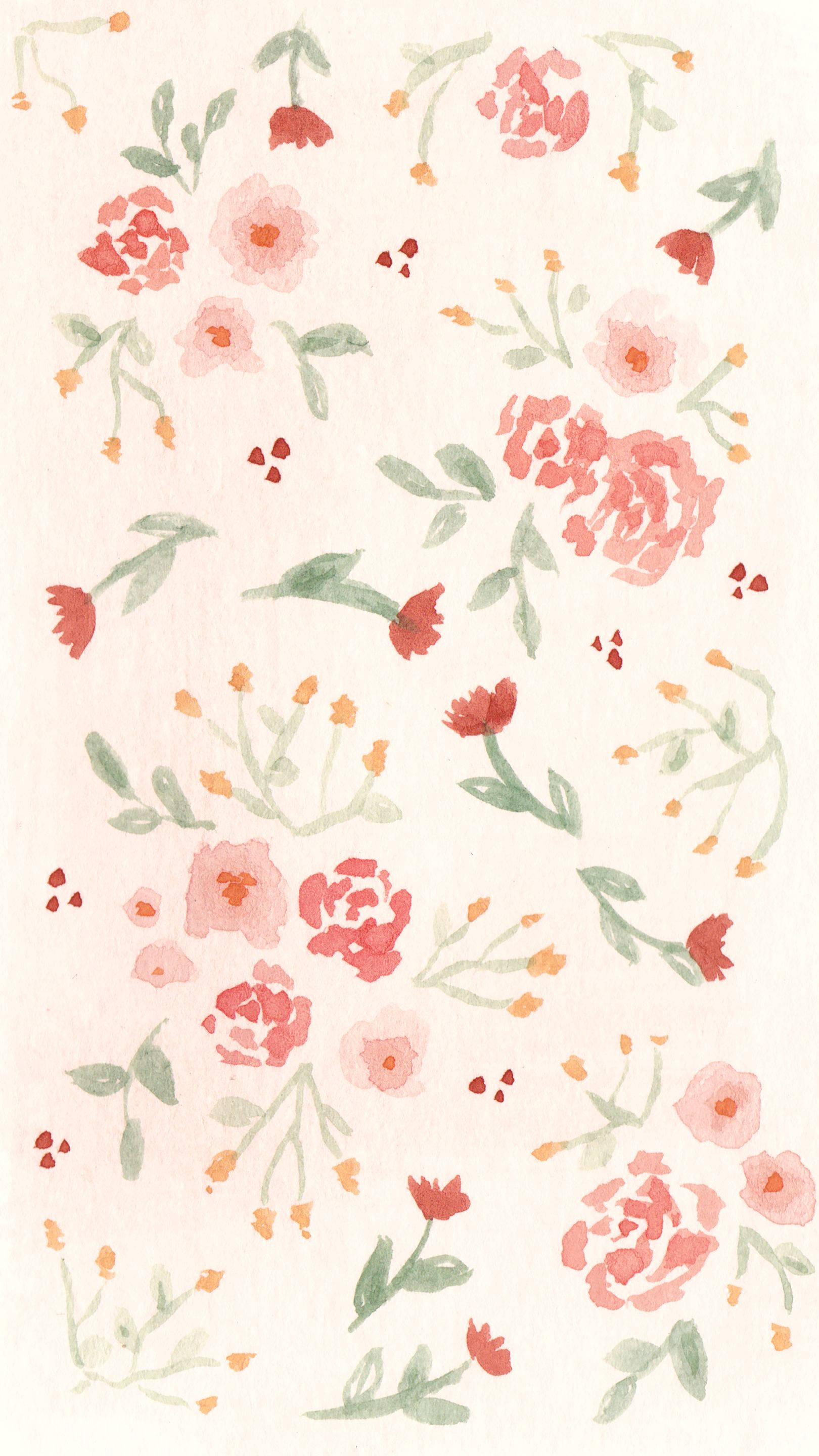 pink floral, watercolor flowers, soft pinks, 2K Phone Wallpaper