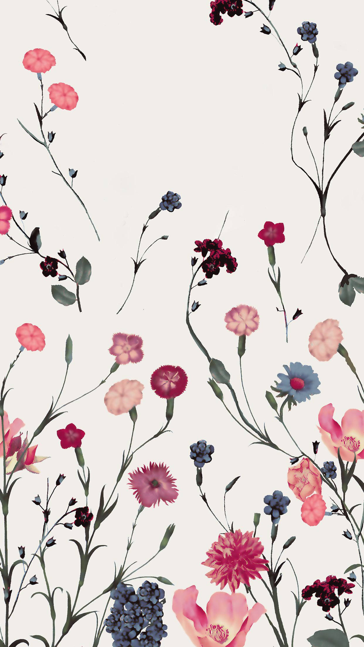 vintage floral, watercolor flowers, pink, Full HD Phone Wallpaper