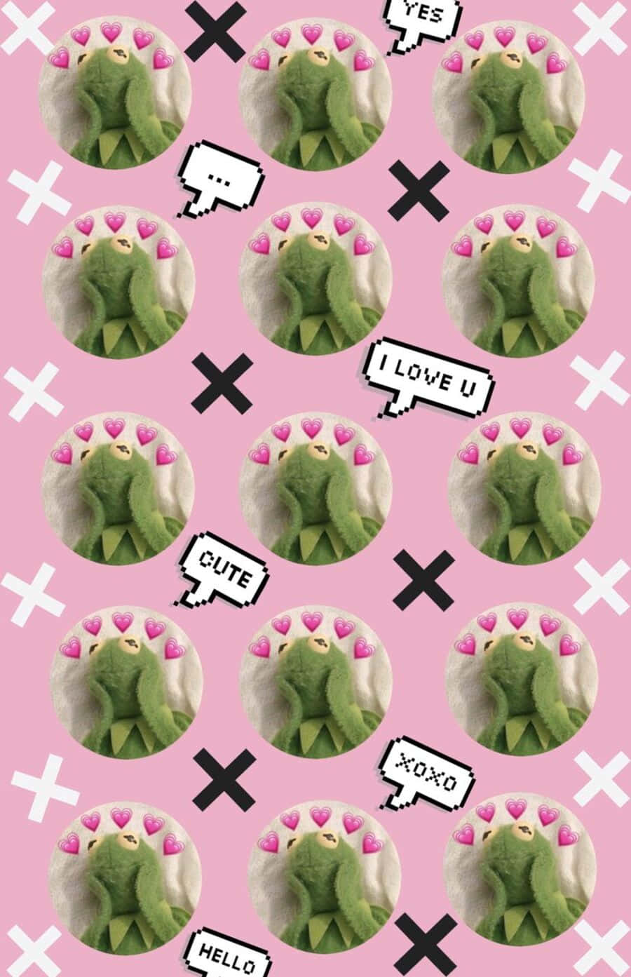 Aesthetic Frog, pink background, green plush frog heads, HD Phone Wallpaper