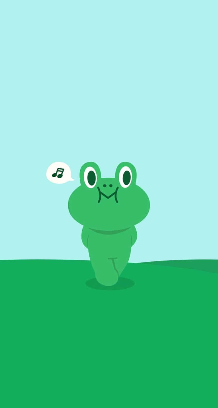 Aesthetic Frog, green cartoon frog, music note speech bubble, HD Phone Wallpaper
