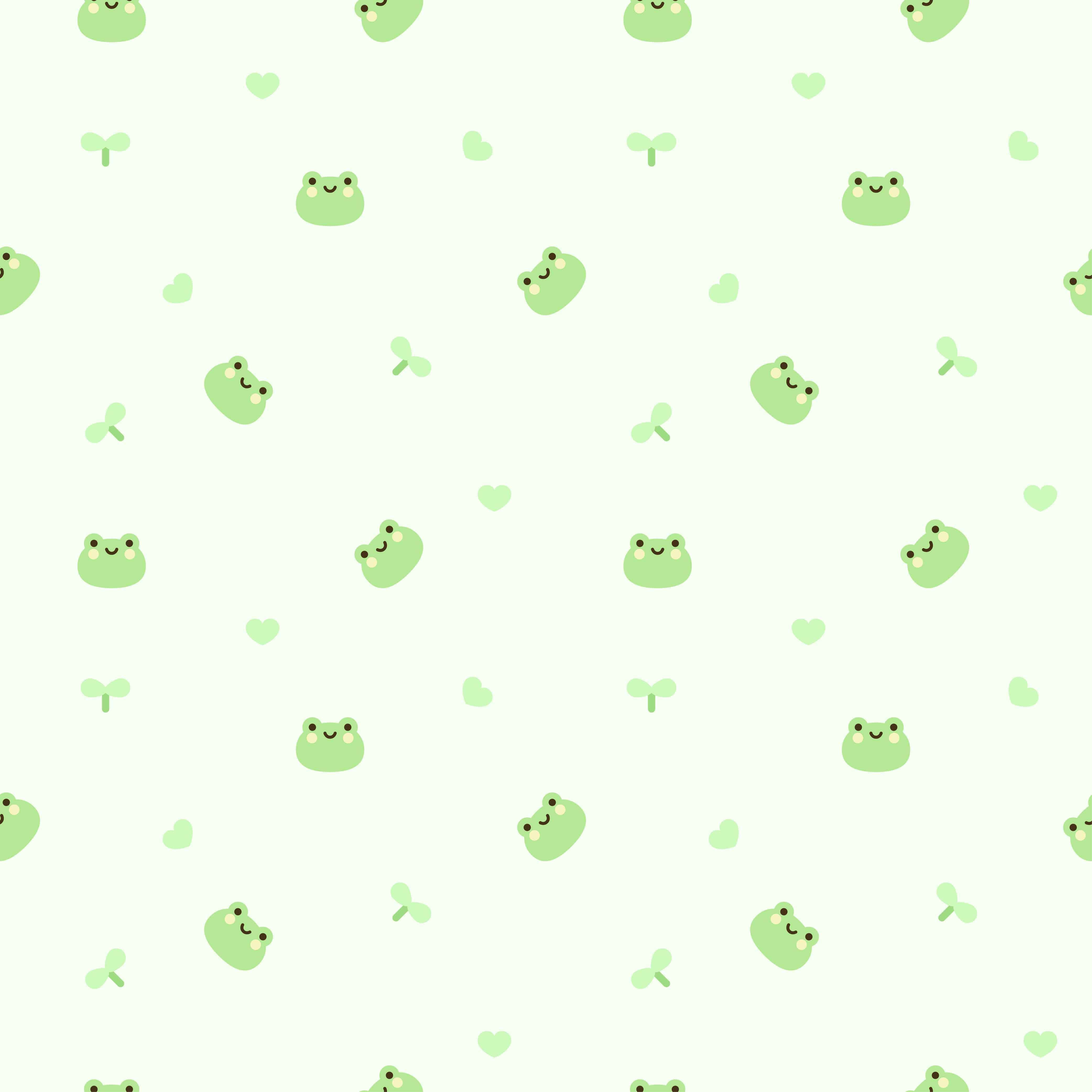 Aesthetic Frog, green frogs, hearts, 4K Desktop Wallpaper