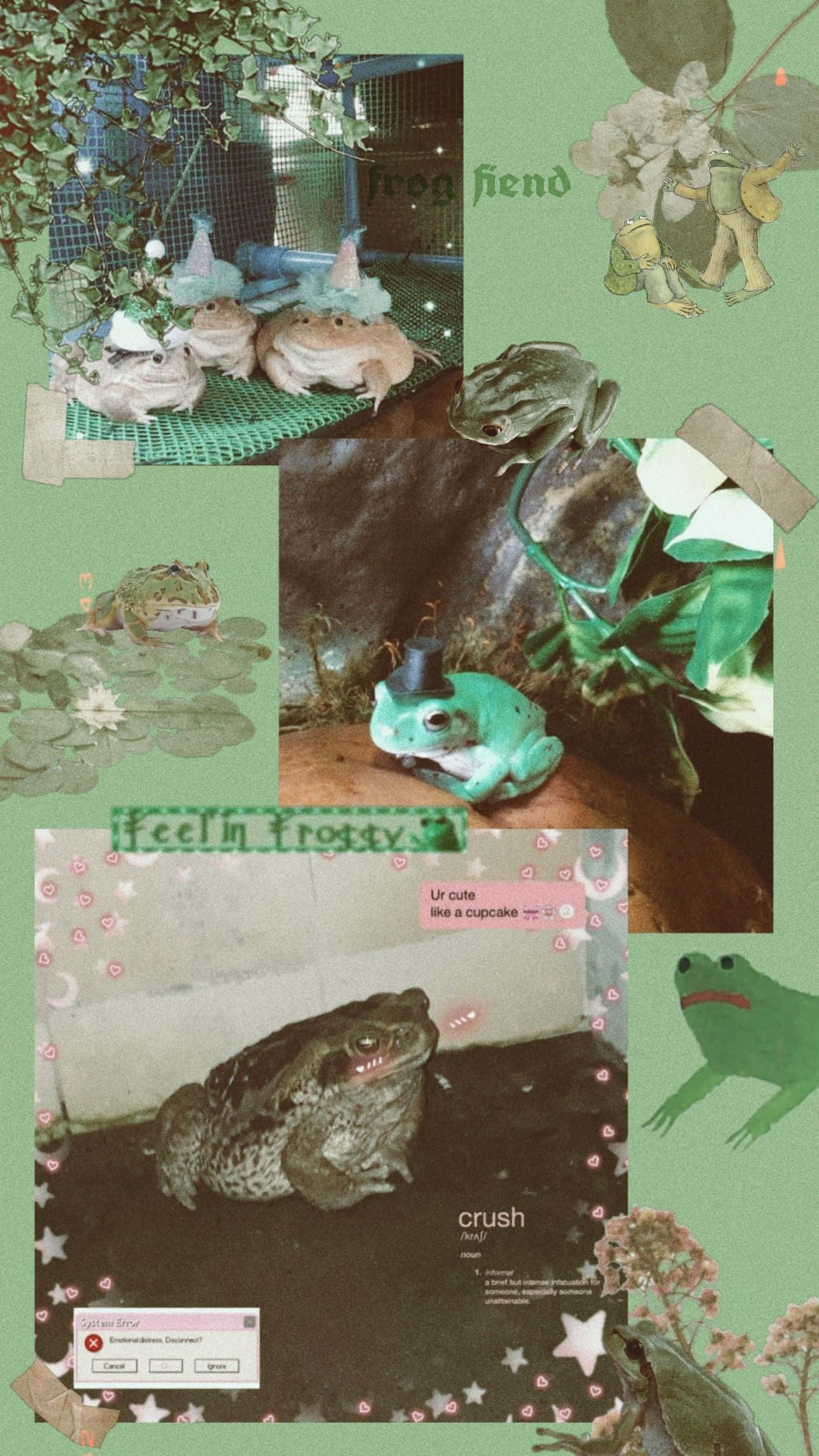 aesthetic frog, mint green background, whimsical settings, Full HD Phone Wallpaper