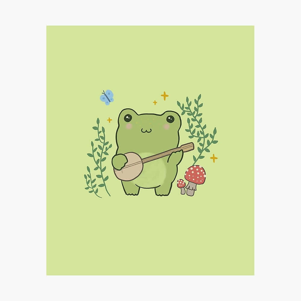 aesthetic frog, green frog, banjo, SD Desktop Wallpaper