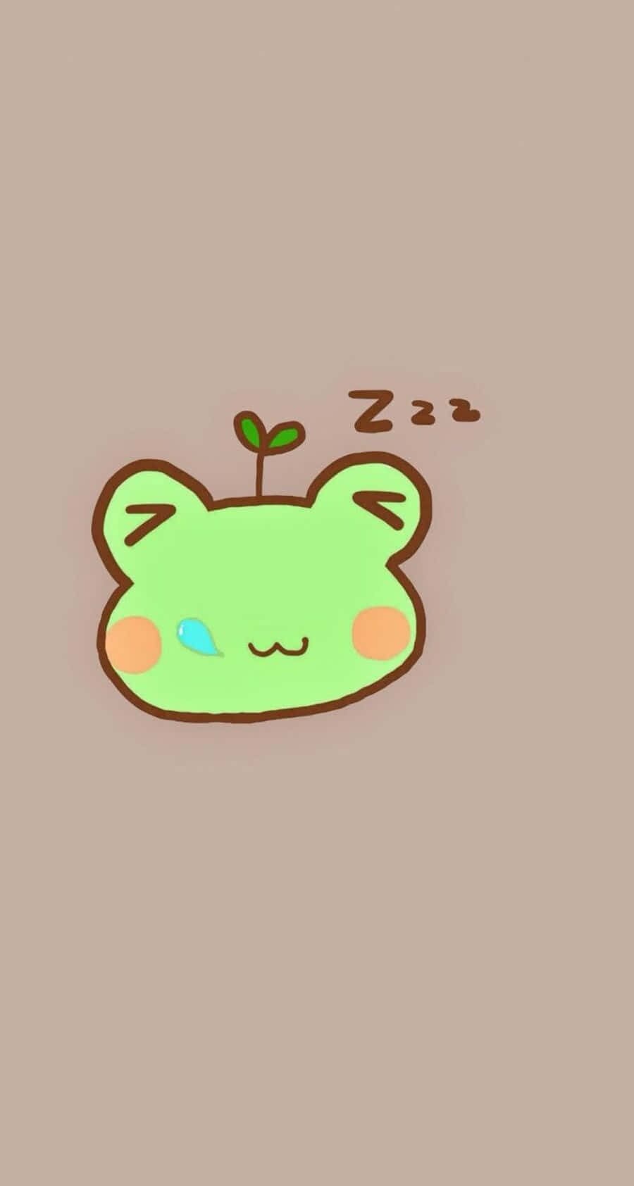 aesthetic frog, green cartoon frog, sprout on top, HD Phone Wallpaper
