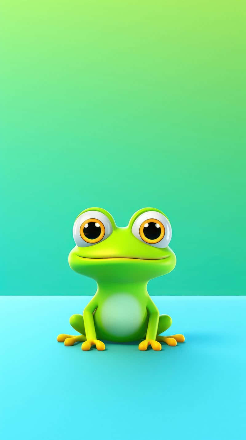 cute frogi phone wallpaper, 3d-rendered green frog, big yellow eyes, HD Phone Wallpaper