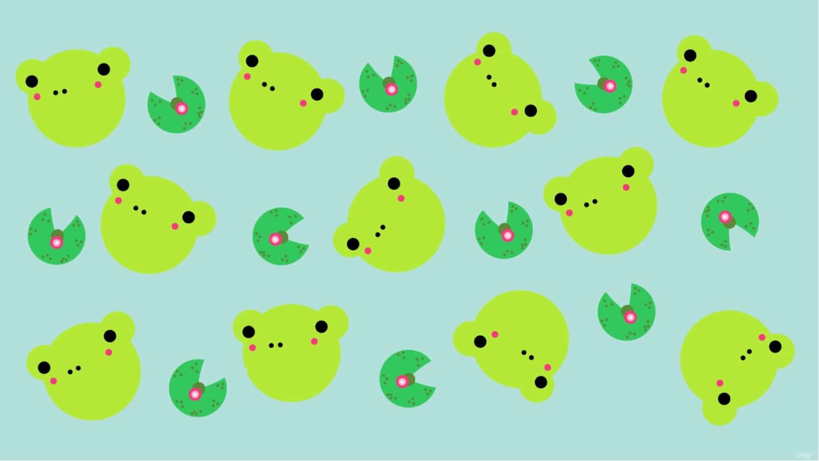Aesthetic Frog, lime green, pink cheeks, HD Desktop Wallpaper
