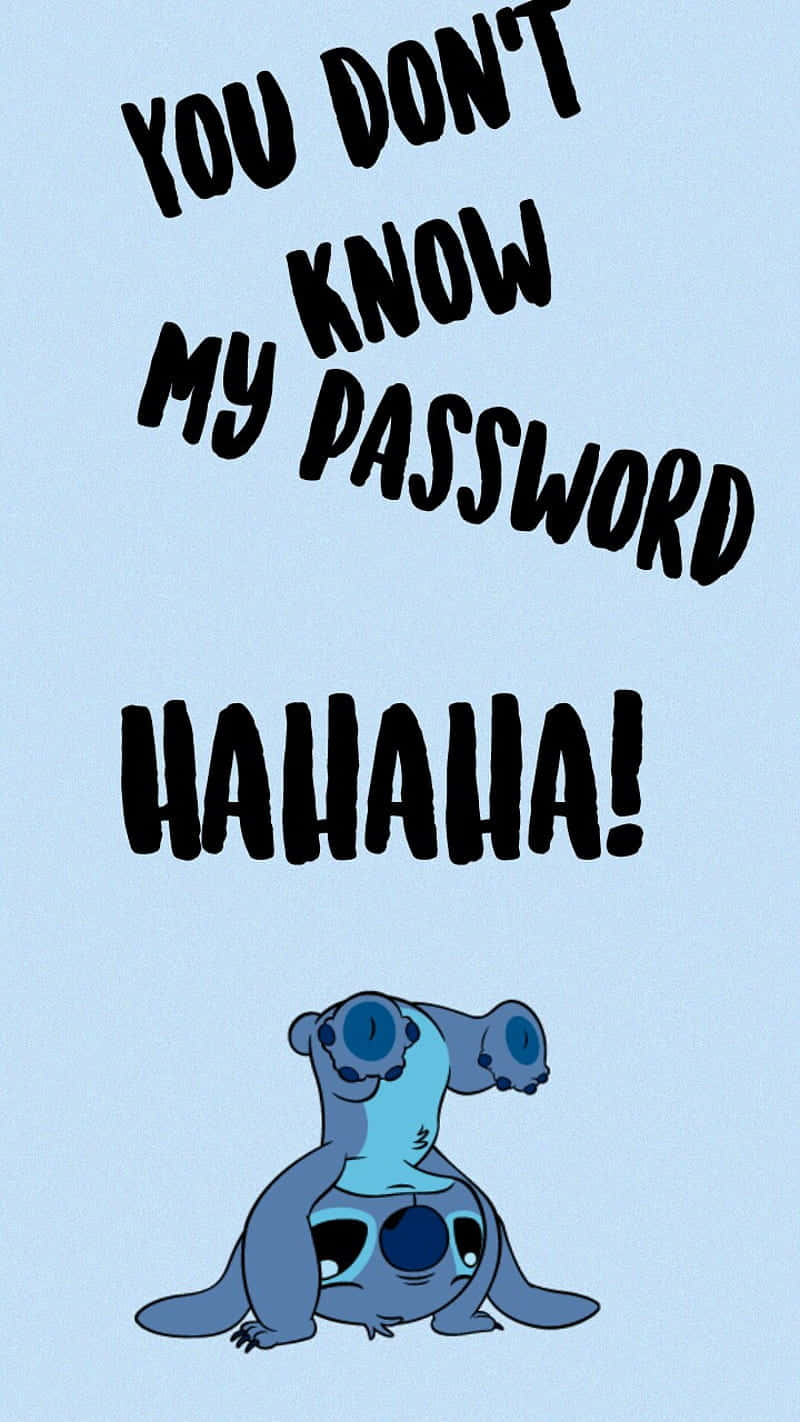 cartoon blue alien, YOU DON'T KNOW MY PASSWORD HAHAHA, light blue background, HD Phone Wallpaper