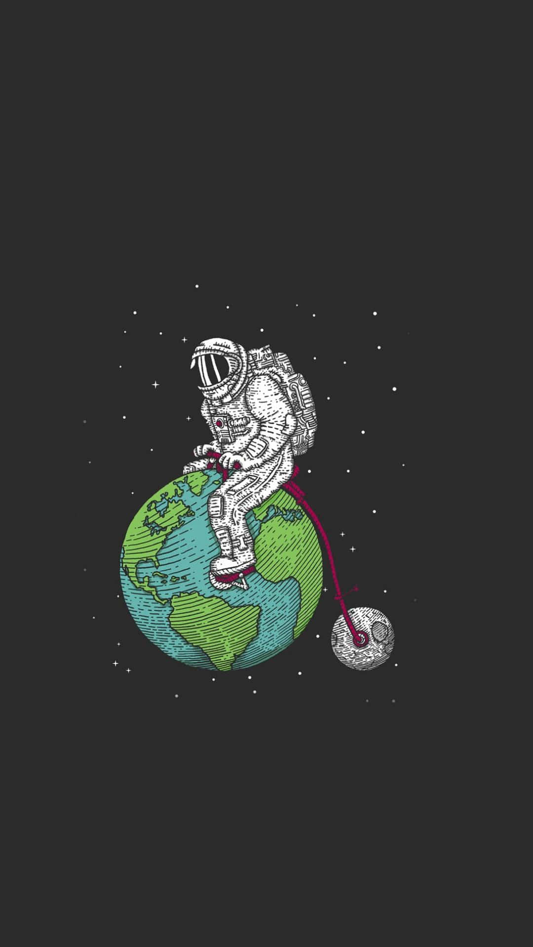iPhone, astronaut, bicycle, Full HD Phone Wallpaper