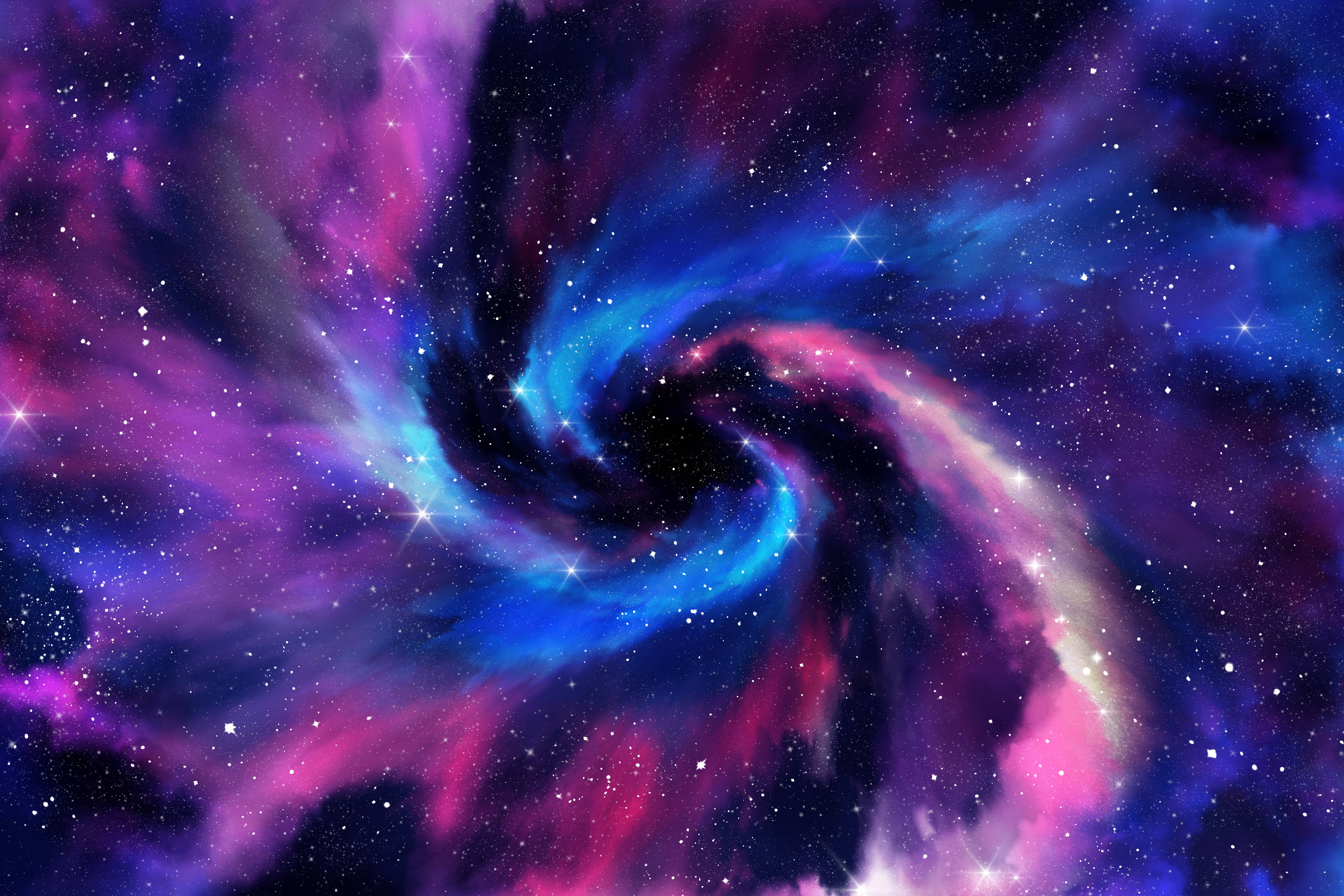 Aesthetic Galaxy, spiral waves, cosmic nebula, 4K Desktop Wallpaper