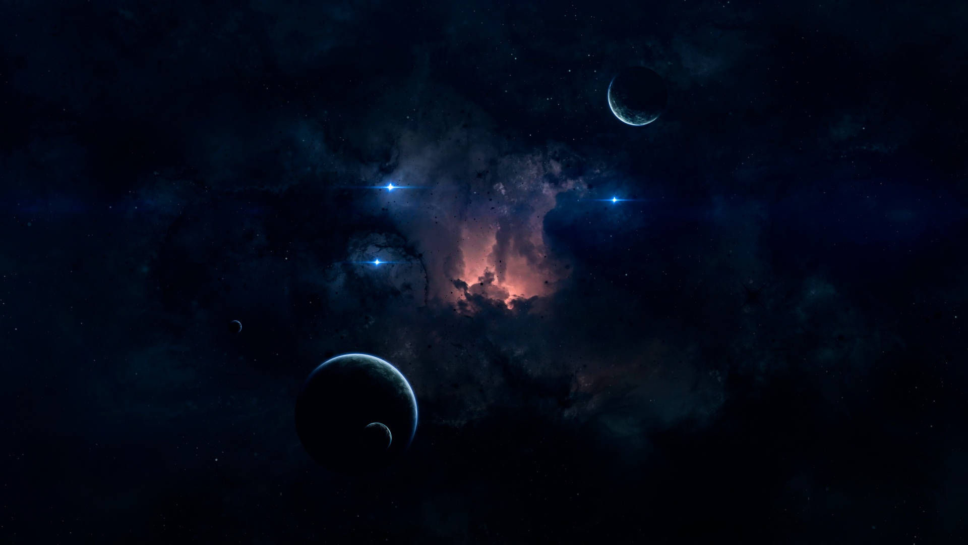 Aesthetic Galaxy, red light, cosmic nebula, Full HD Desktop Wallpaper