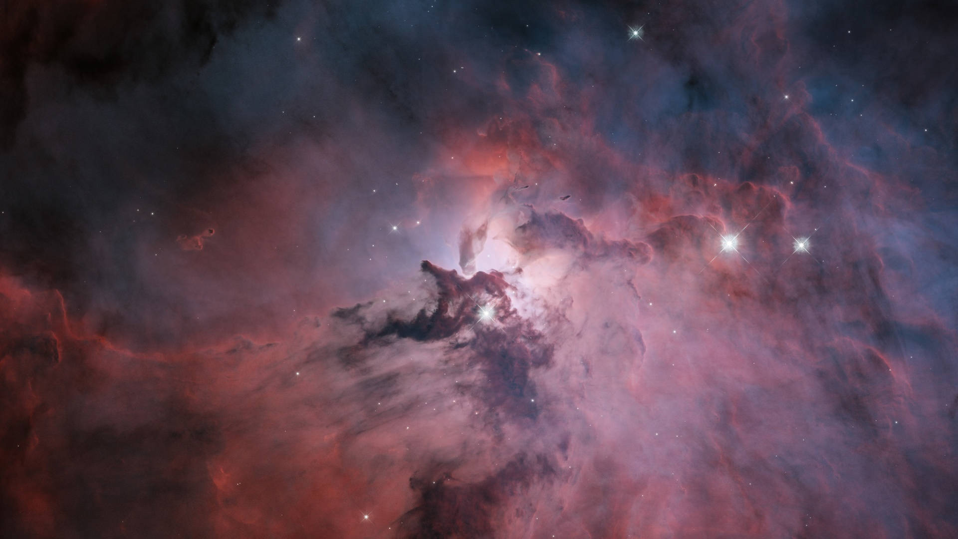Red Gradient, Aesthetic Galaxy, cosmic nebula, Full HD Desktop Wallpaper