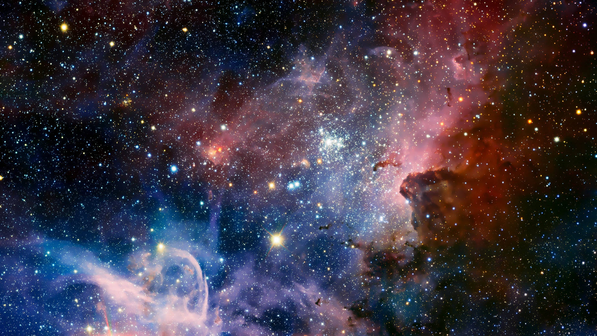 Aesthetic Galaxy, glowing nebulae, countless stars, Full HD Desktop Wallpaper