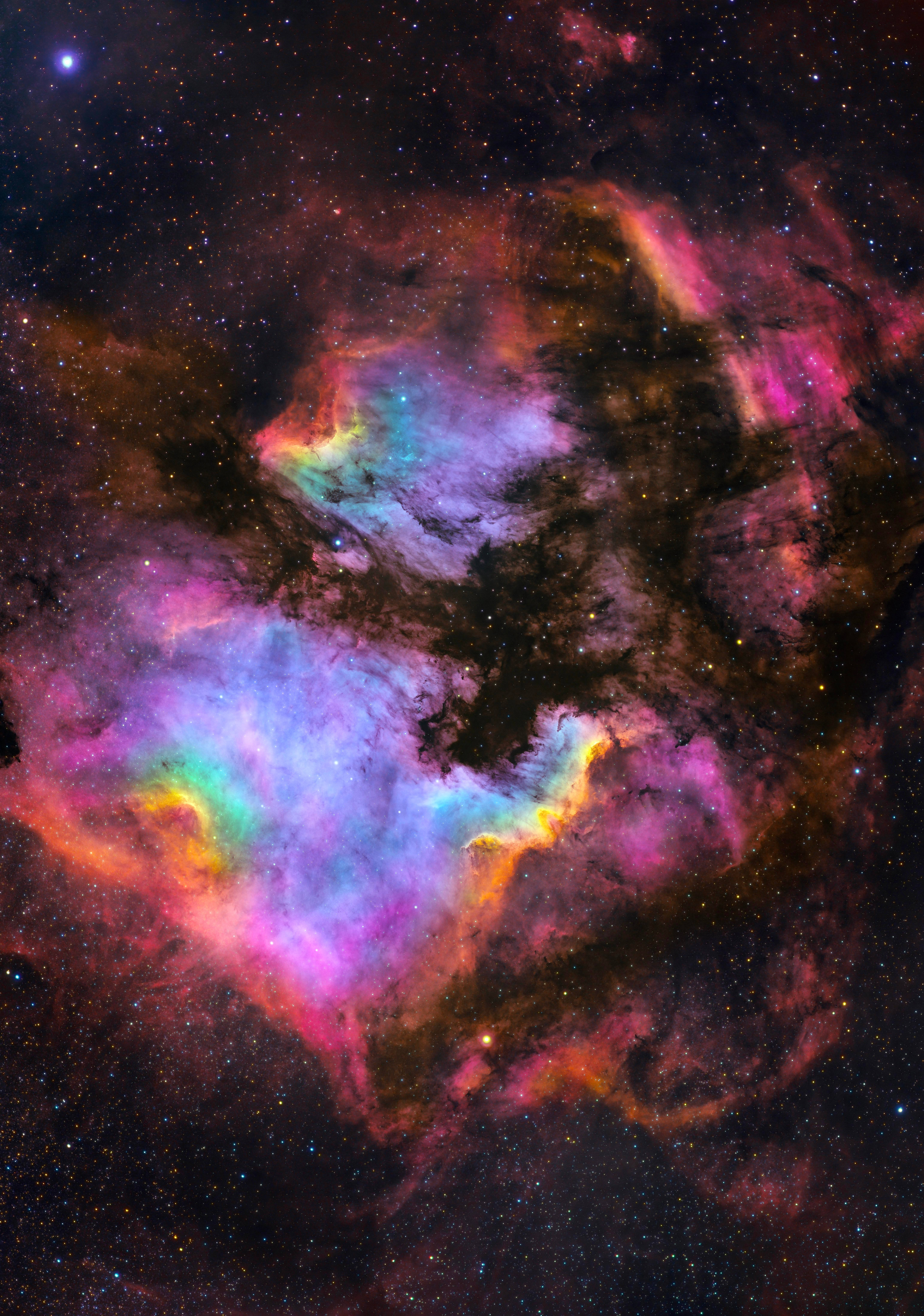 Rainbow Aesthetic Galaxy Theme, cosmic nebula, pink, 8K Phone Wallpaper