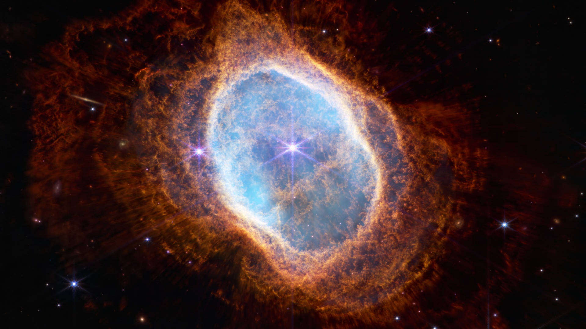 Aesthetic Galaxy, cosmic nebula, glowing blue center, Full HD Desktop Wallpaper
