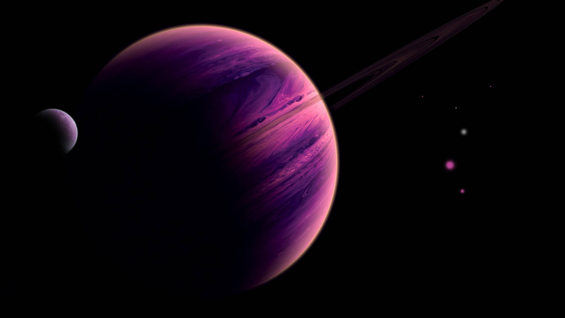 Aesthetic Galaxy, pink saturn, purple gas giant, Full HD Desktop Wallpaper