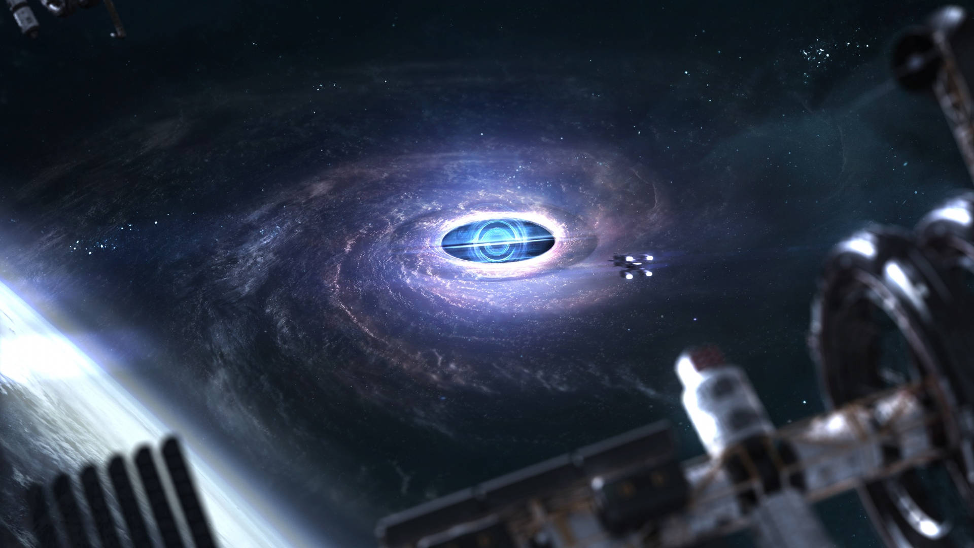 Aesthetic Galaxy, eye in space, glowing blue black hole, Full HD Desktop Wallpaper