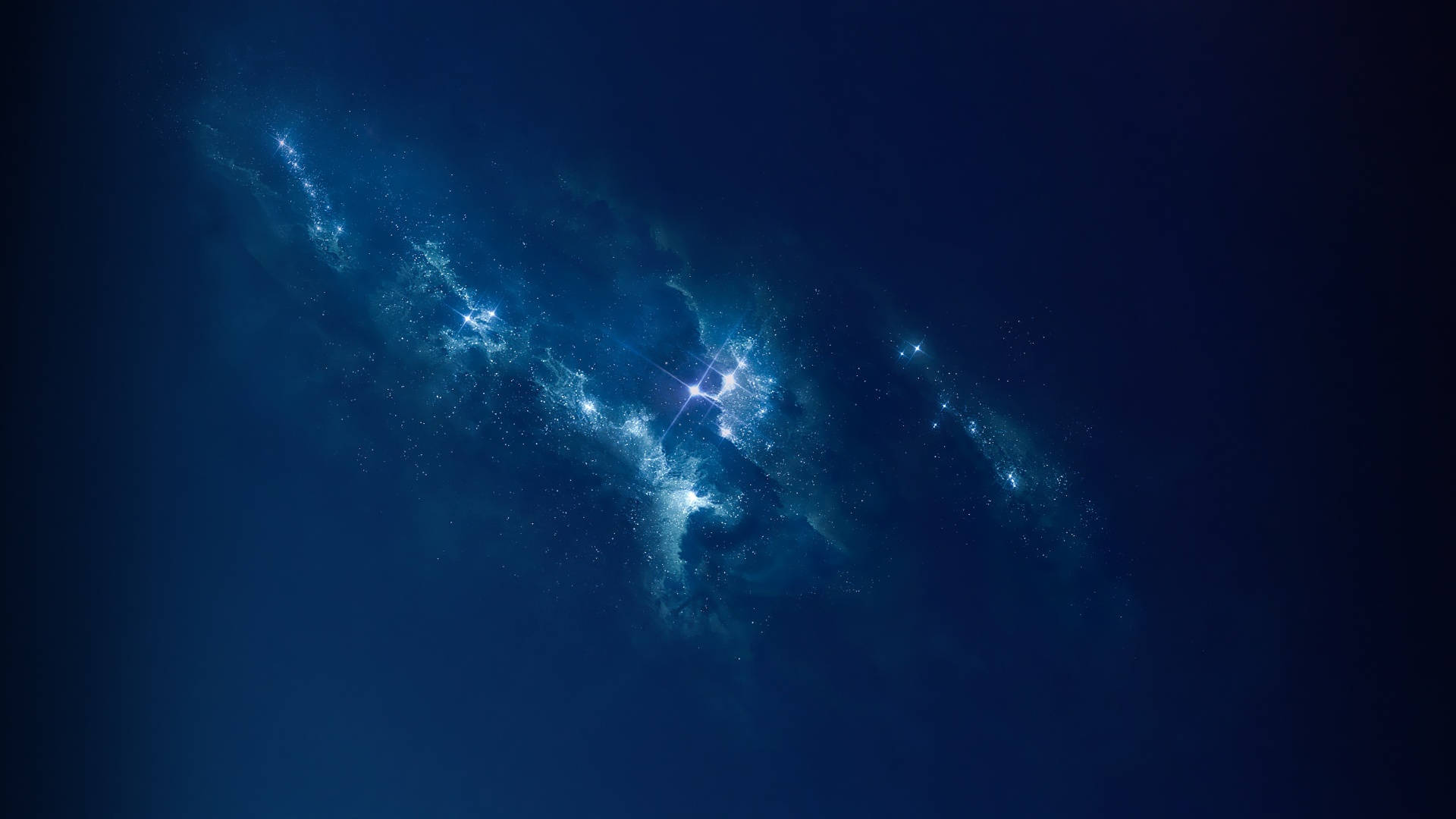Ocean Blue Aesthetic Galaxy, swirling cosmic nebula, bright blue stars, Full HD Desktop Wallpaper