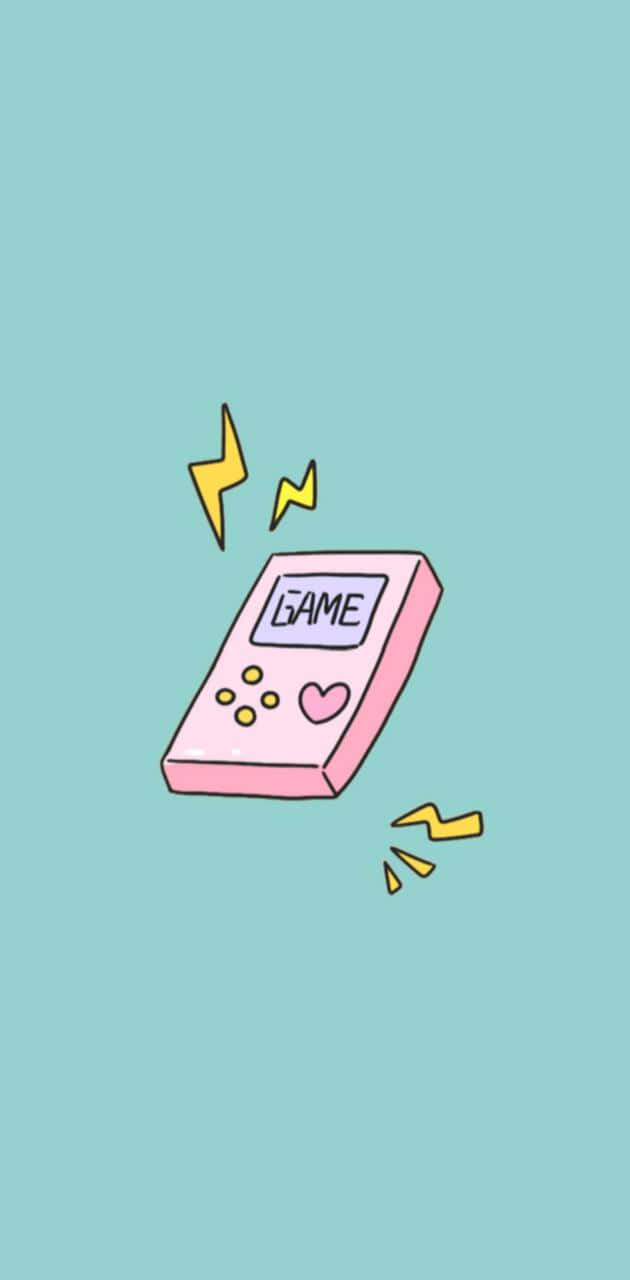 pink handheld game console, heart button, yellow lightning bolts, HD Phone Wallpaper