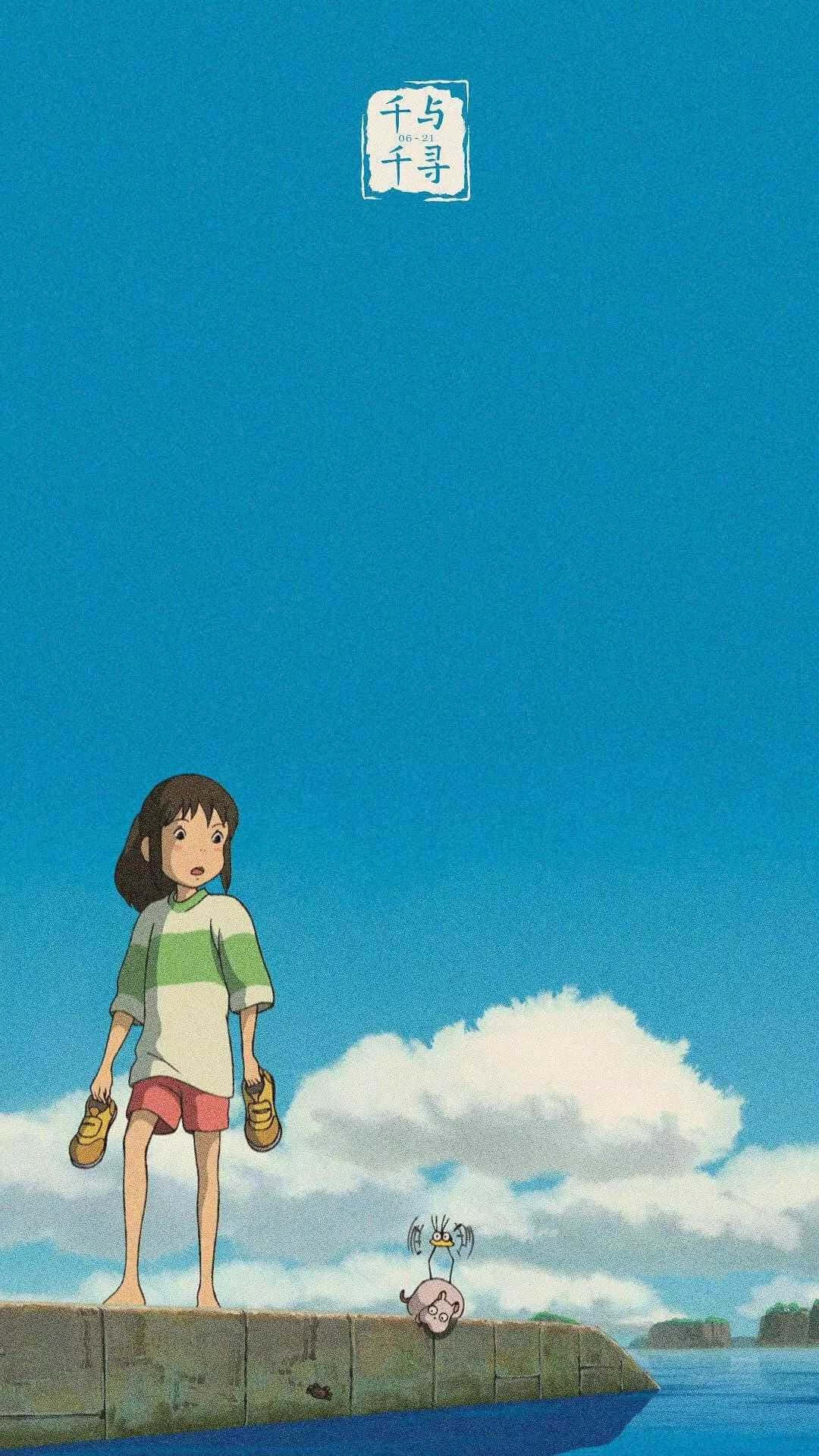 Aesthetic Ghibli, young girl, striped shirt, Full HD Phone Wallpaper