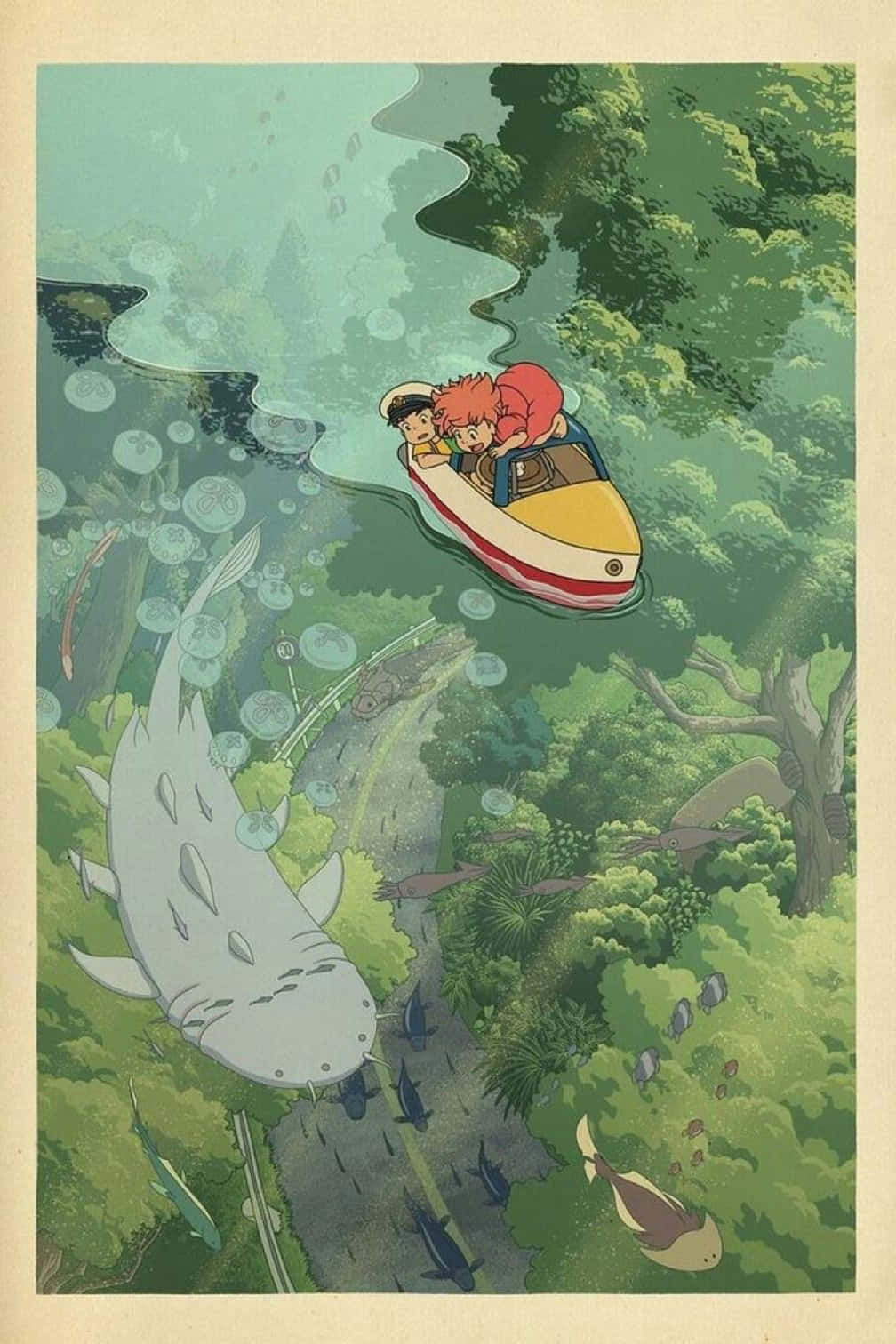 Studio Ghibli, two children, small boat, HD Phone Wallpaper