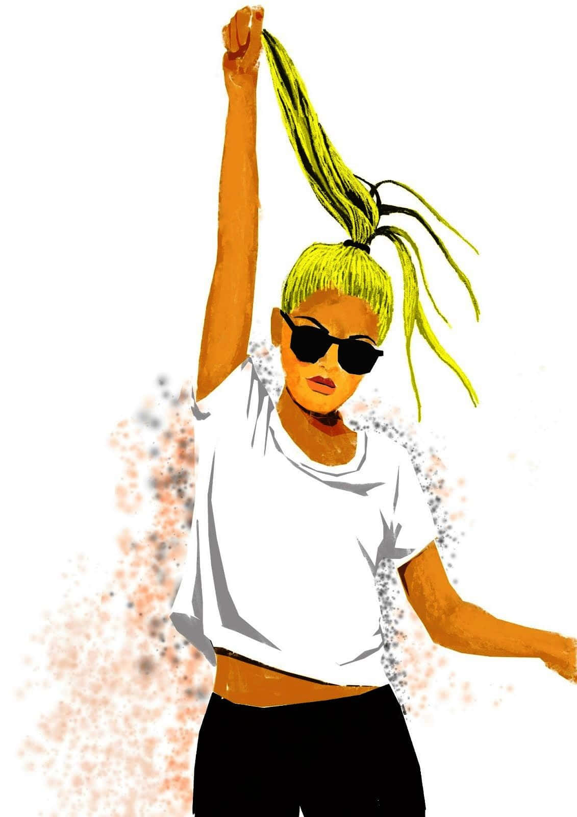 aesthetic girl drawing, bright yellow hair, high ponytail, HD Phone Wallpaper