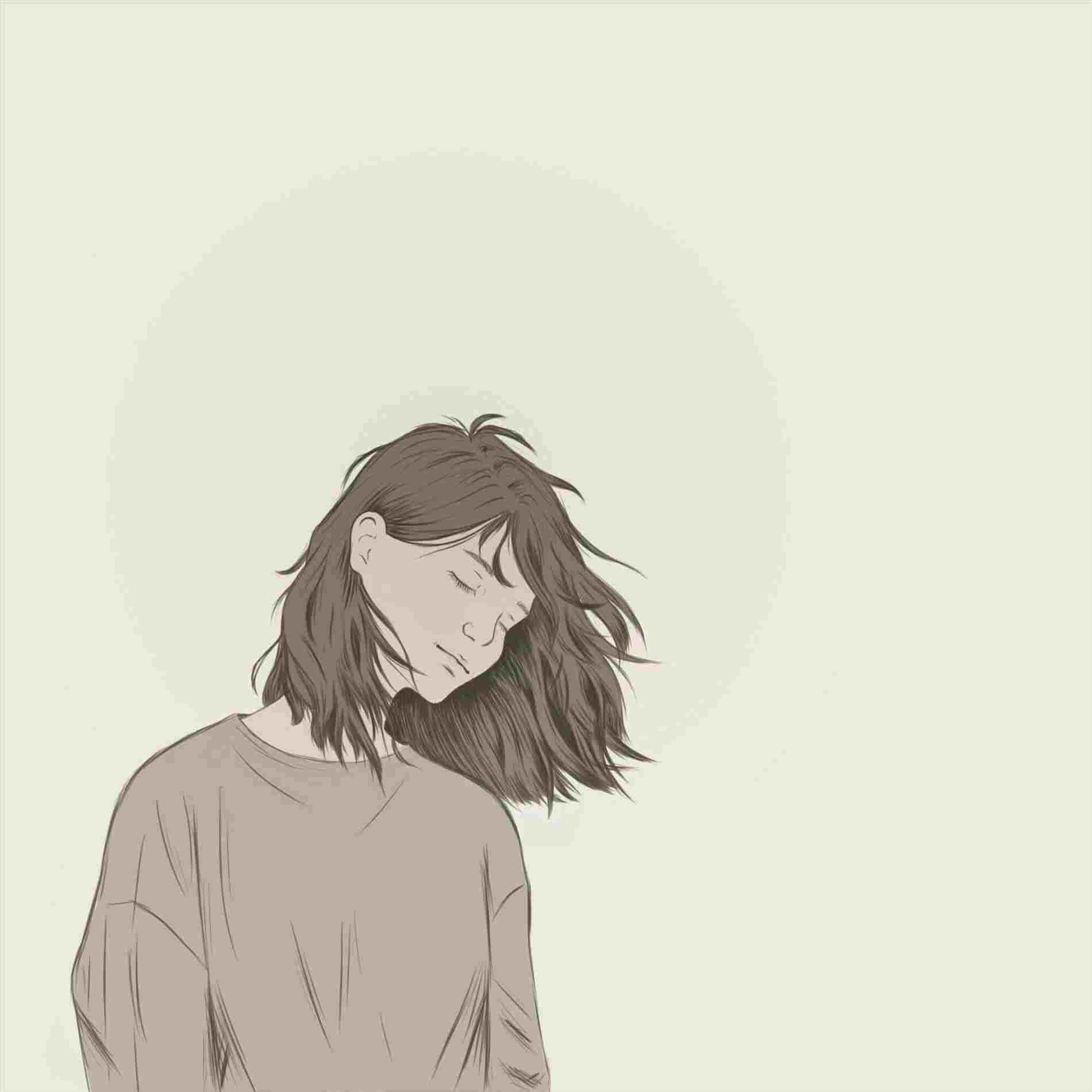 Aesthetic Girl Drawing, serene illustration, closed eyes, HD Desktop Wallpaper