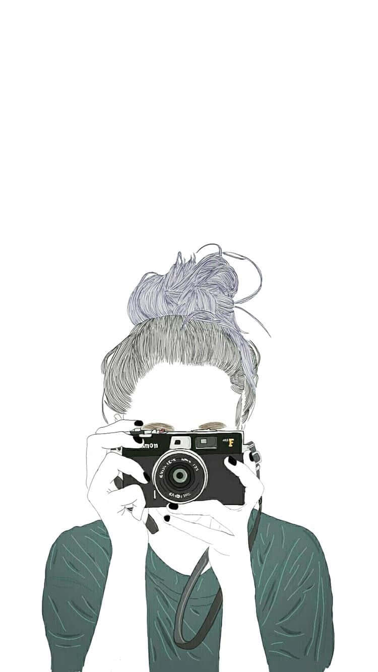 aesthetic girl drawing, gray hair, bun, HD Phone Wallpaper