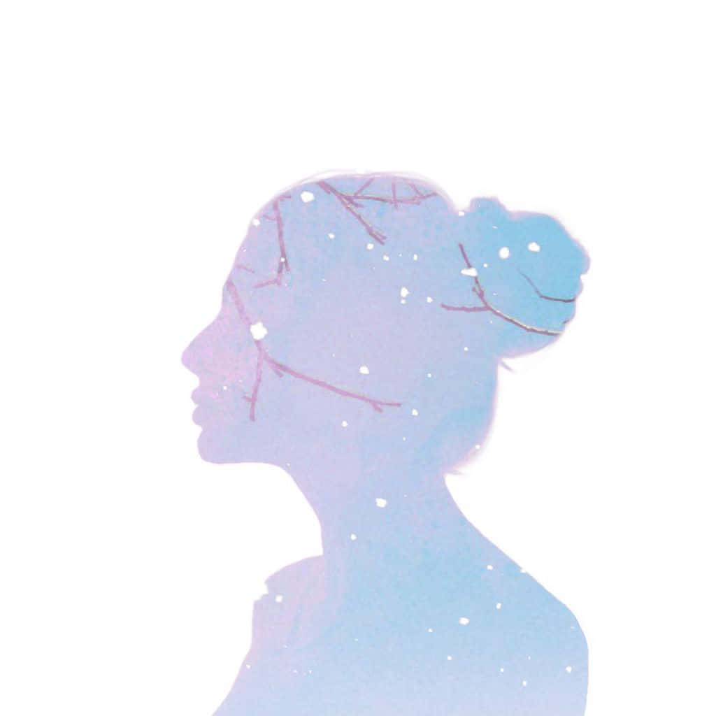 aesthetic girl drawing, silhouette, woman's profile, SD Desktop Wallpaper
