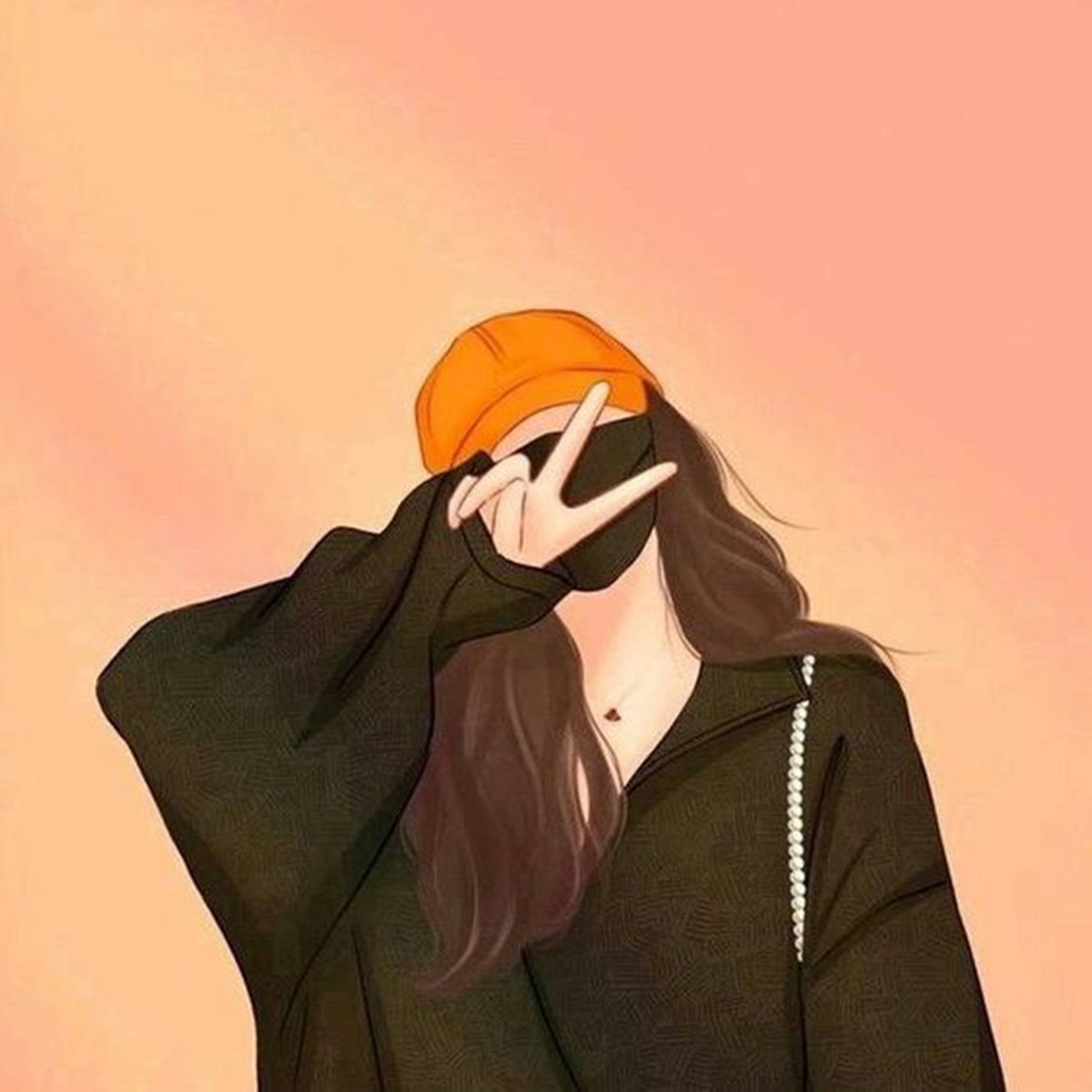 orange cap, black hoodie, peace sign, HD Desktop Wallpaper