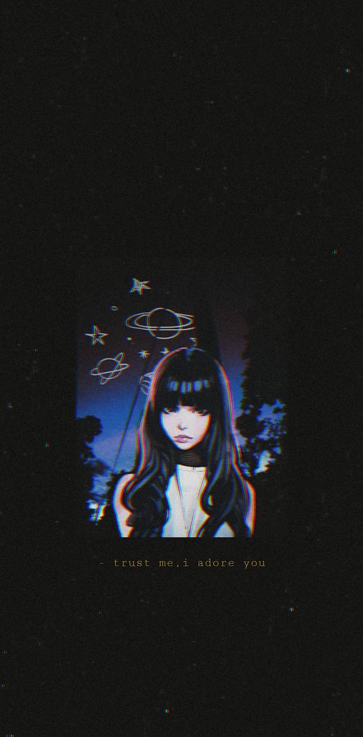 aesthetic girl, anime girl, long dark hair, 2K Phone Wallpaper