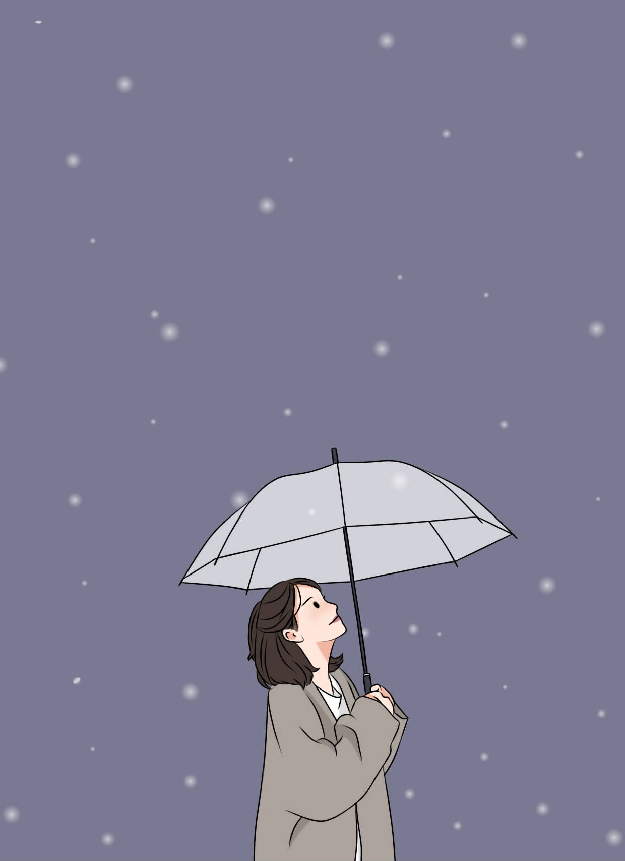 aesthetic girl, beige coat, clear umbrella, HD Phone Wallpaper