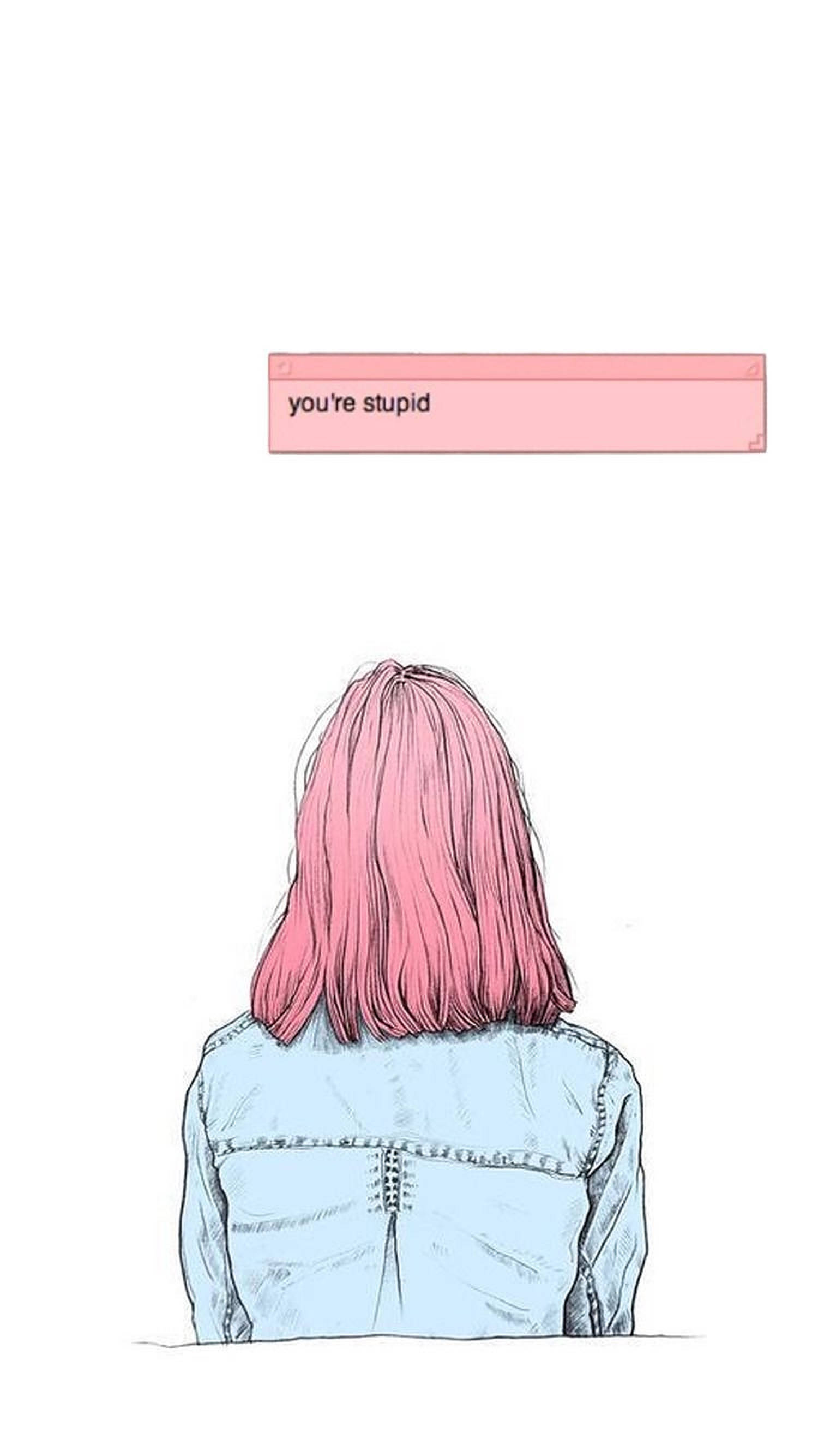 aesthetic girl, pink hair, pink chat bubble, 2K Phone Wallpaper