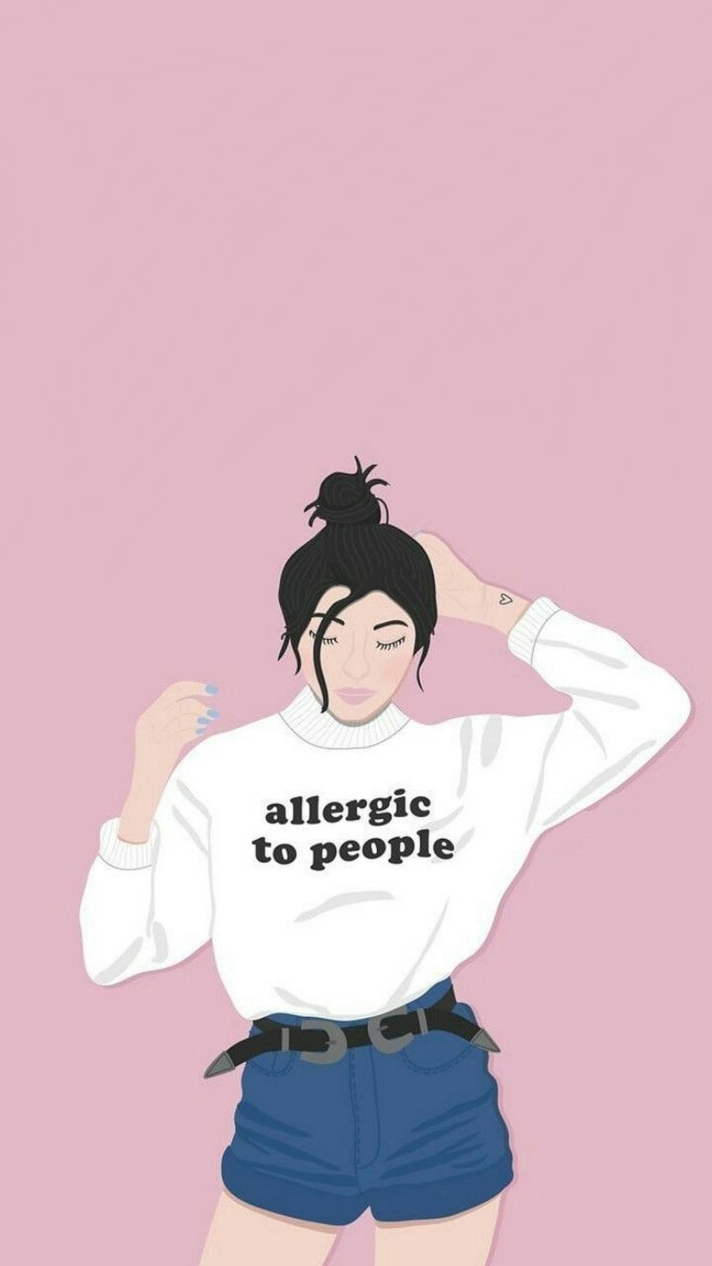 aesthetic girl, dark hair, bun, 2K Phone Wallpaper
