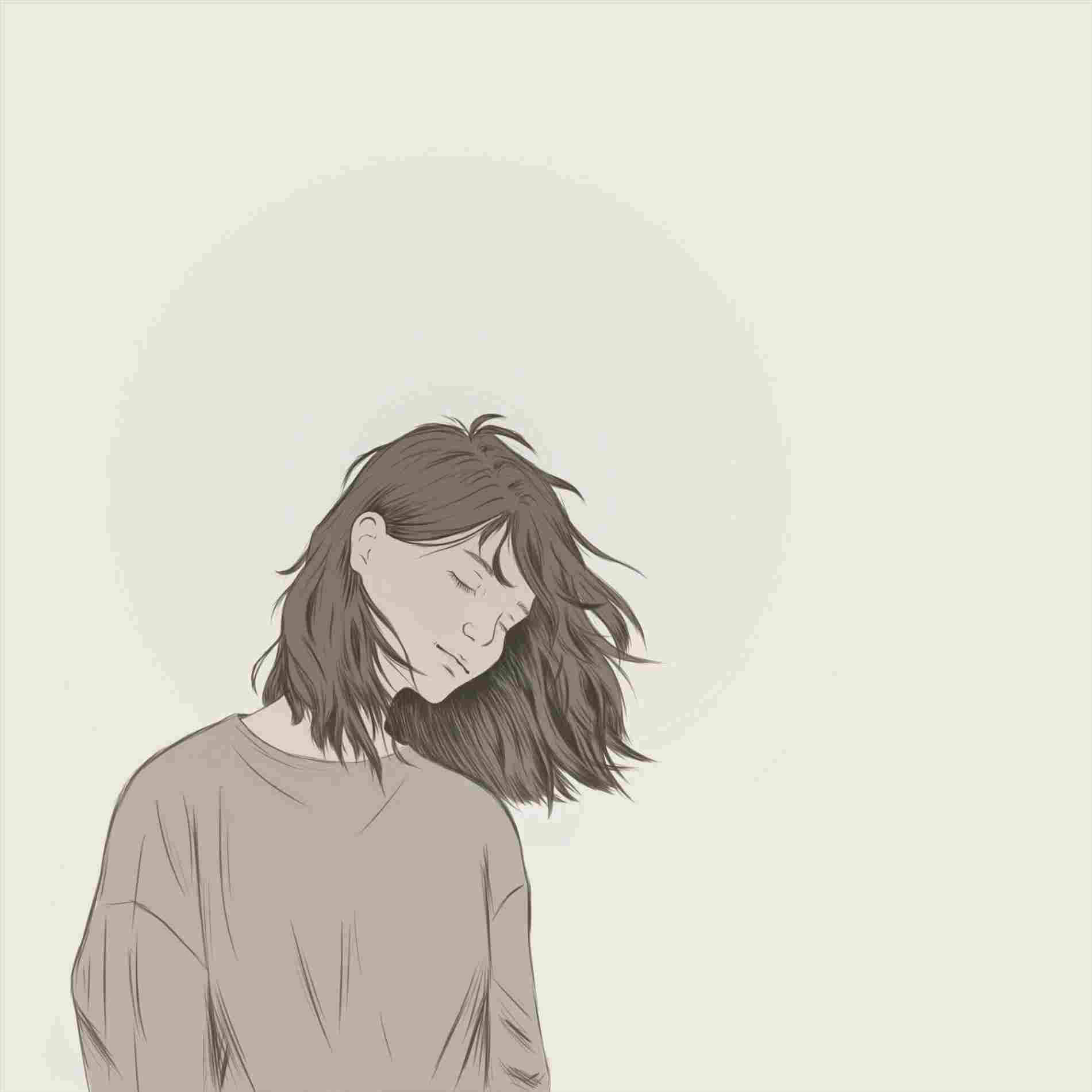 Peaceful Girl Aesthetic, closed eyes, tousled hair, HD Desktop Wallpaper