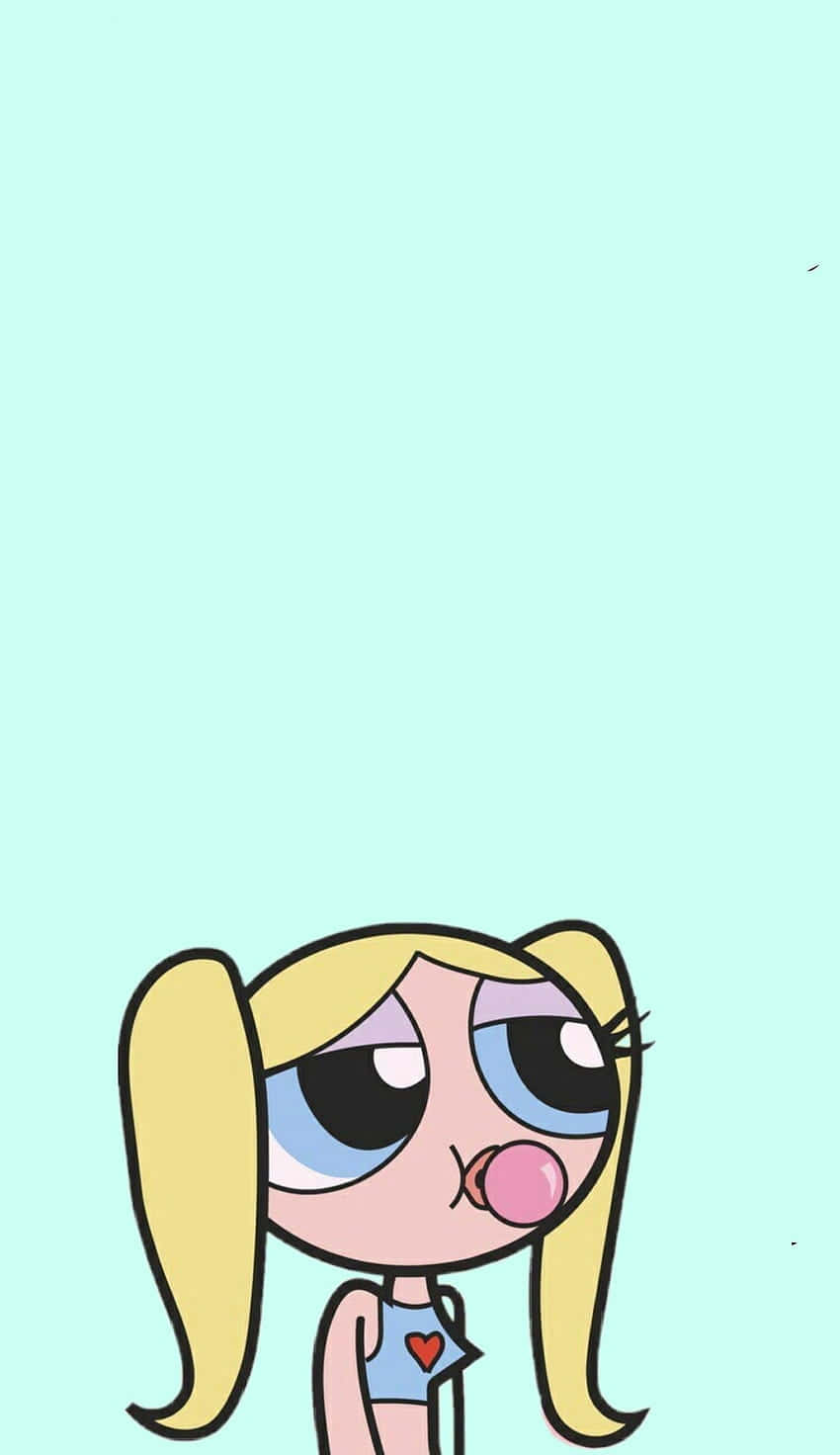 blonde pigtails, big blue eyes, pink bubble, HD Phone Wallpaper