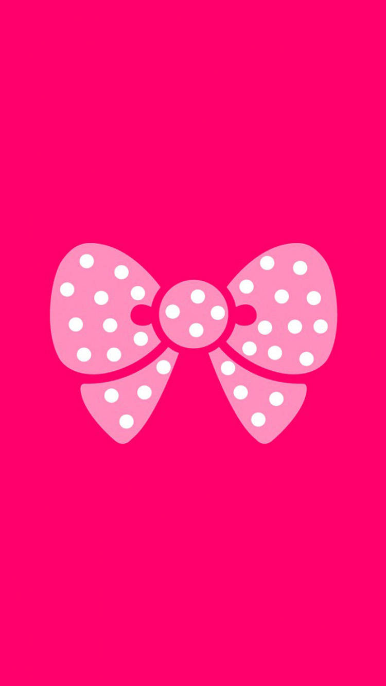 pink polka dot bow, vibrant fuchsia background, Aesthetic Girly, HD Phone Wallpaper